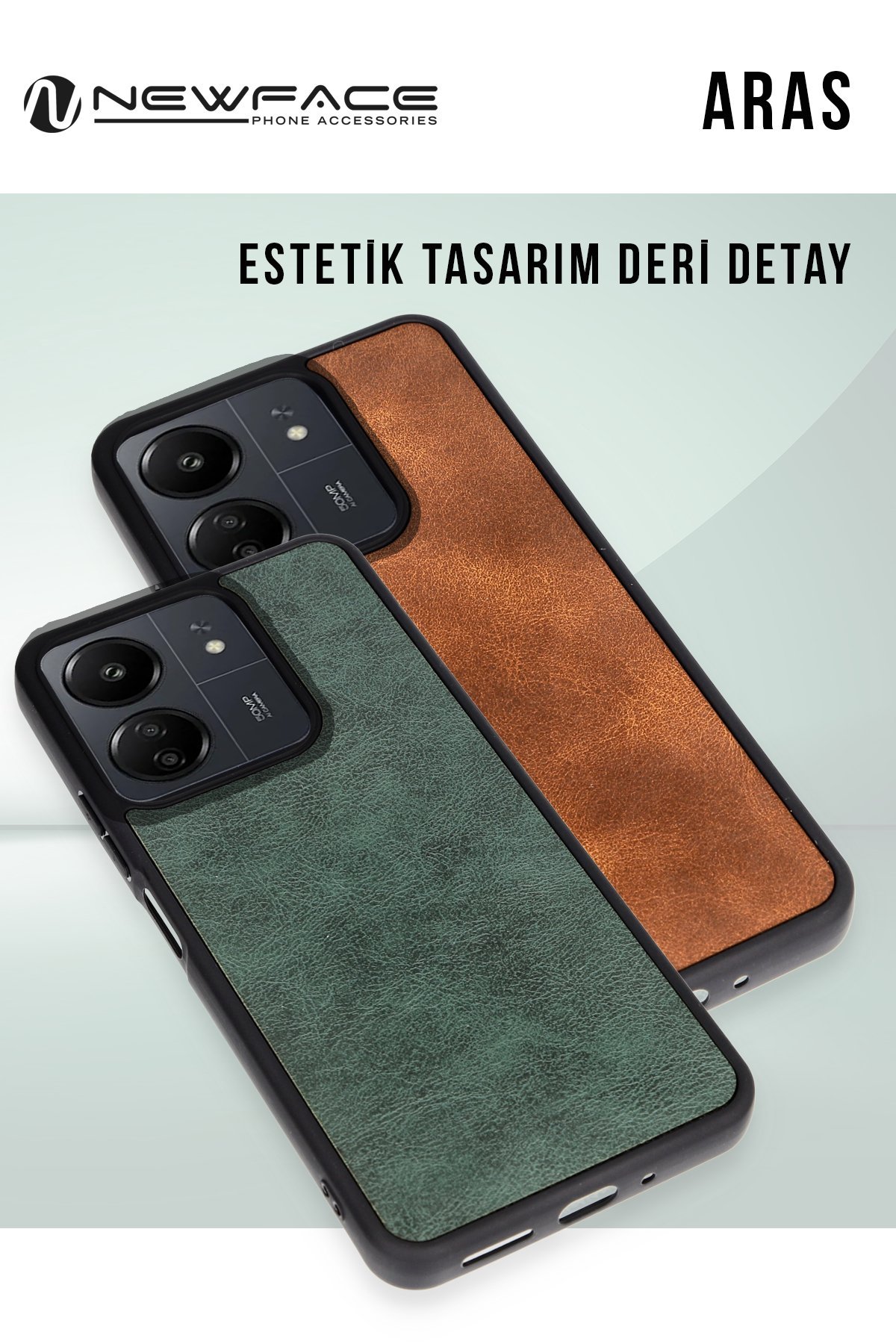 Newface Samsung Galaxy M15 Kılıf Aras Deri Kapak - Koyu Yeşil