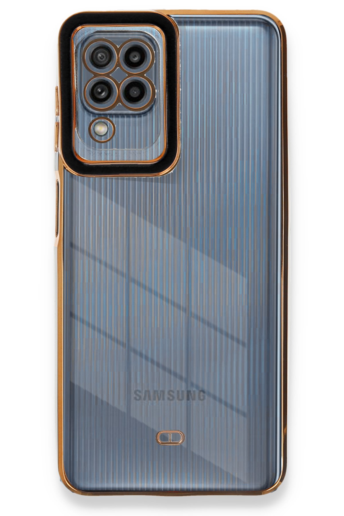 Newface Samsung Galaxy M22 Kılıf Mega Standlı Silikon - Gold