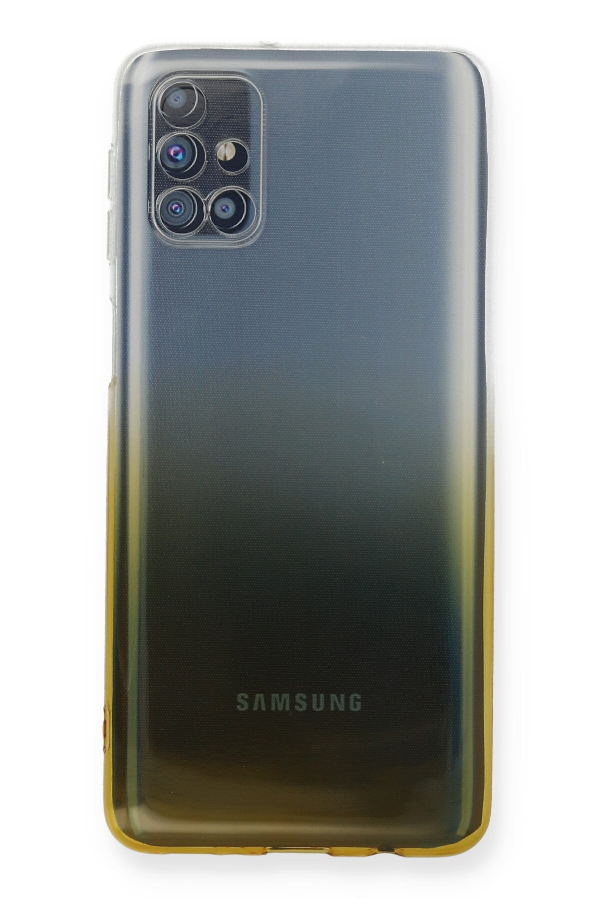 Newface Samsung Galaxy M31S Kılıf Simli Yüzüklü Silikon - Sarı