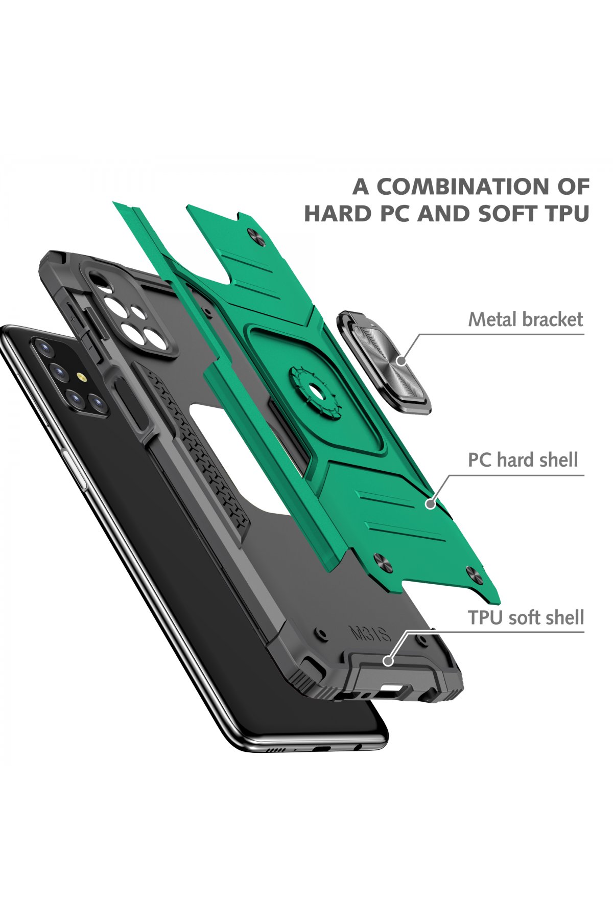 Newface Samsung Galaxy M31S Kılıf Platin Silikon - Yeşil