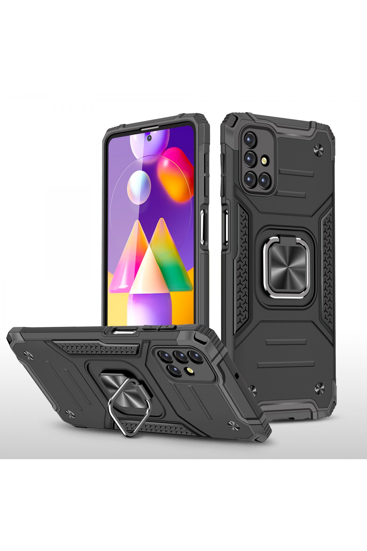 Newface Samsung Galaxy M31S Kılıf Montreal Yüzüklü Silikon Kapak - Sarı
