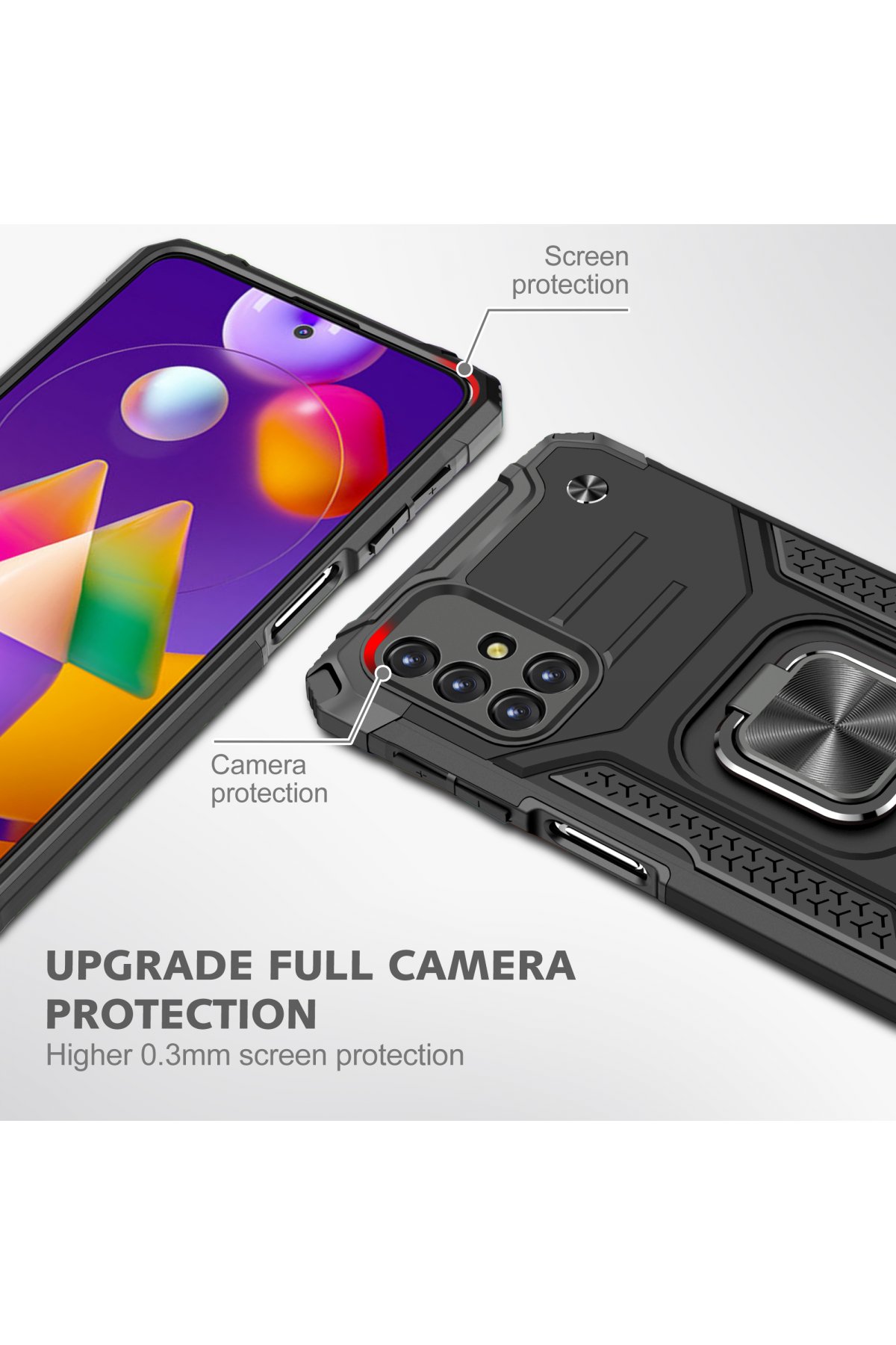 Newface Samsung Galaxy M31S Kılıf Montreal Yüzüklü Silikon Kapak - Sarı