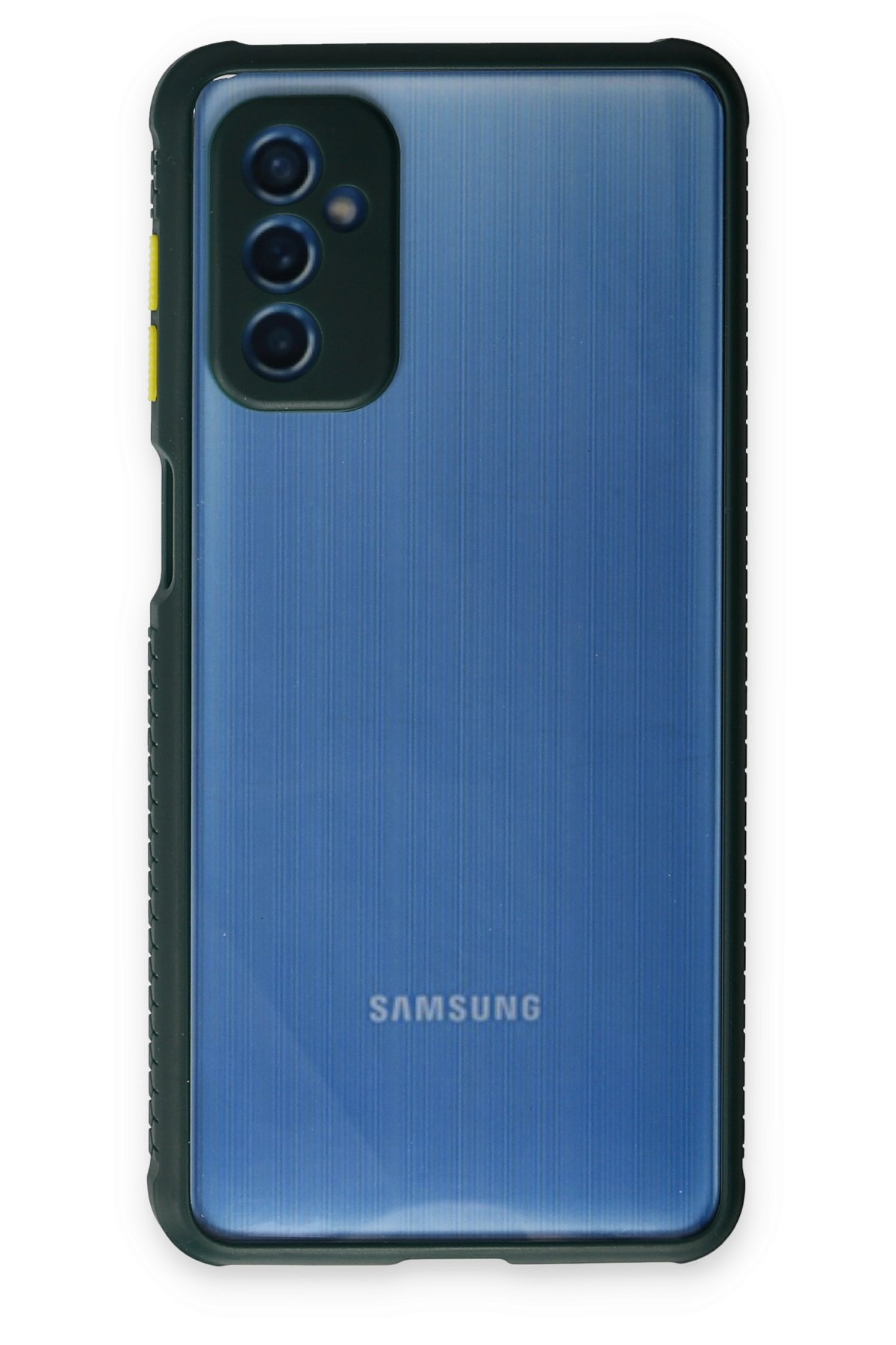 Newface Samsung Galaxy M52 5G Kılıf Palm Buzlu Kamera Sürgülü Silikon - Sarı