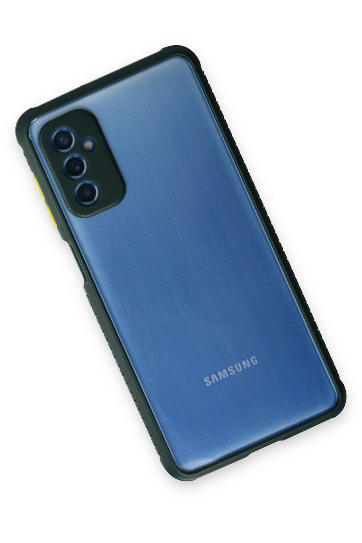 Newface Samsung Galaxy M52 5G Kılıf Palm Buzlu Kamera Sürgülü Silikon - Sarı