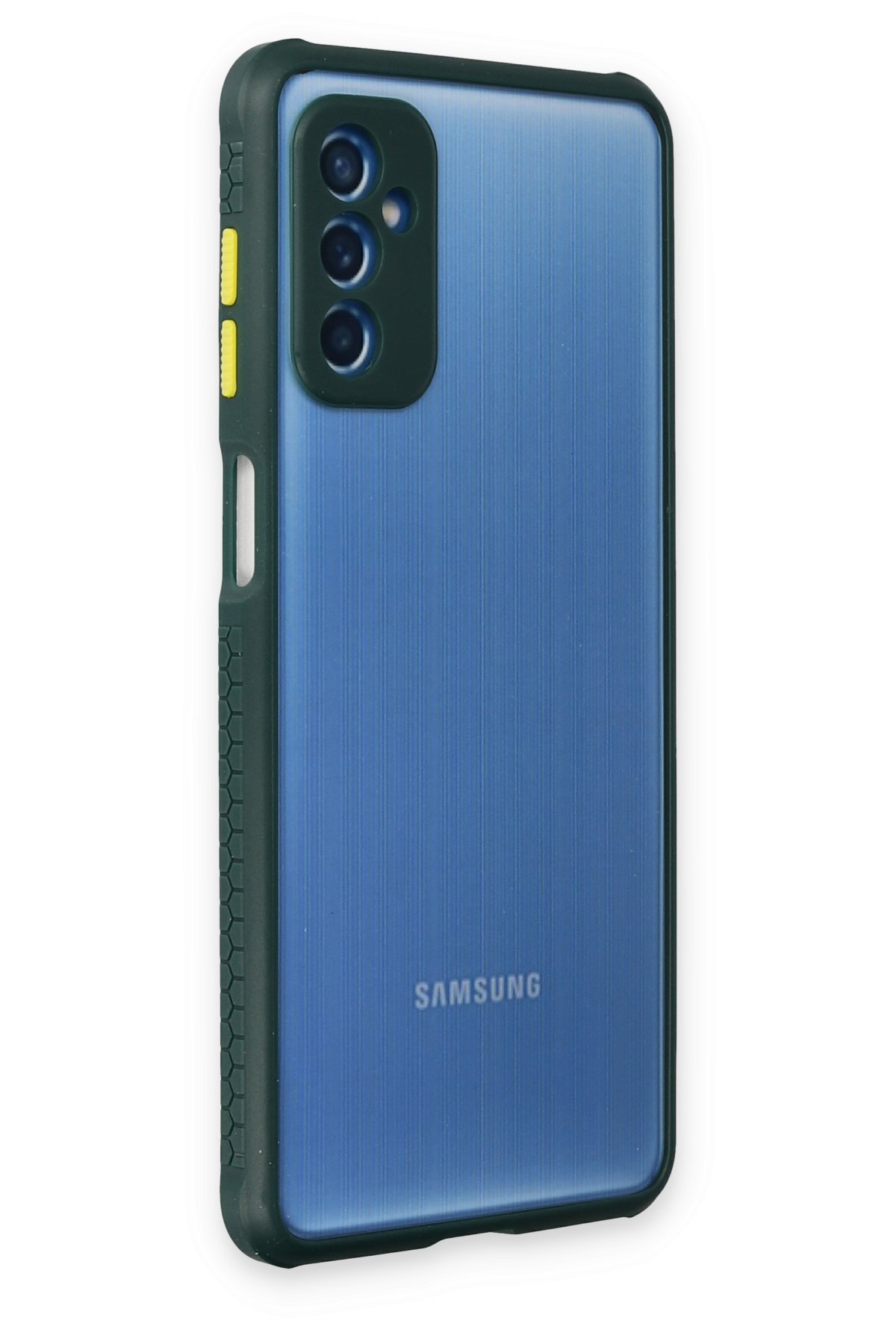 Newface Samsung Galaxy M52 5G Kılıf Palm Buzlu Kamera Sürgülü Silikon - Sarı