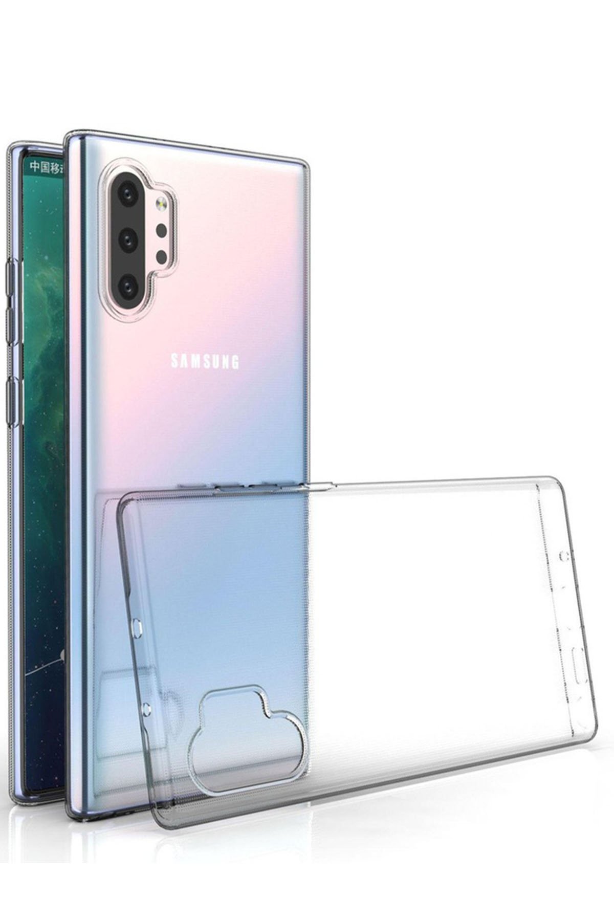 Newface Samsung Galaxy Note 10 Plus Kılıf Dört Köşe Lazer Silikon - Gold