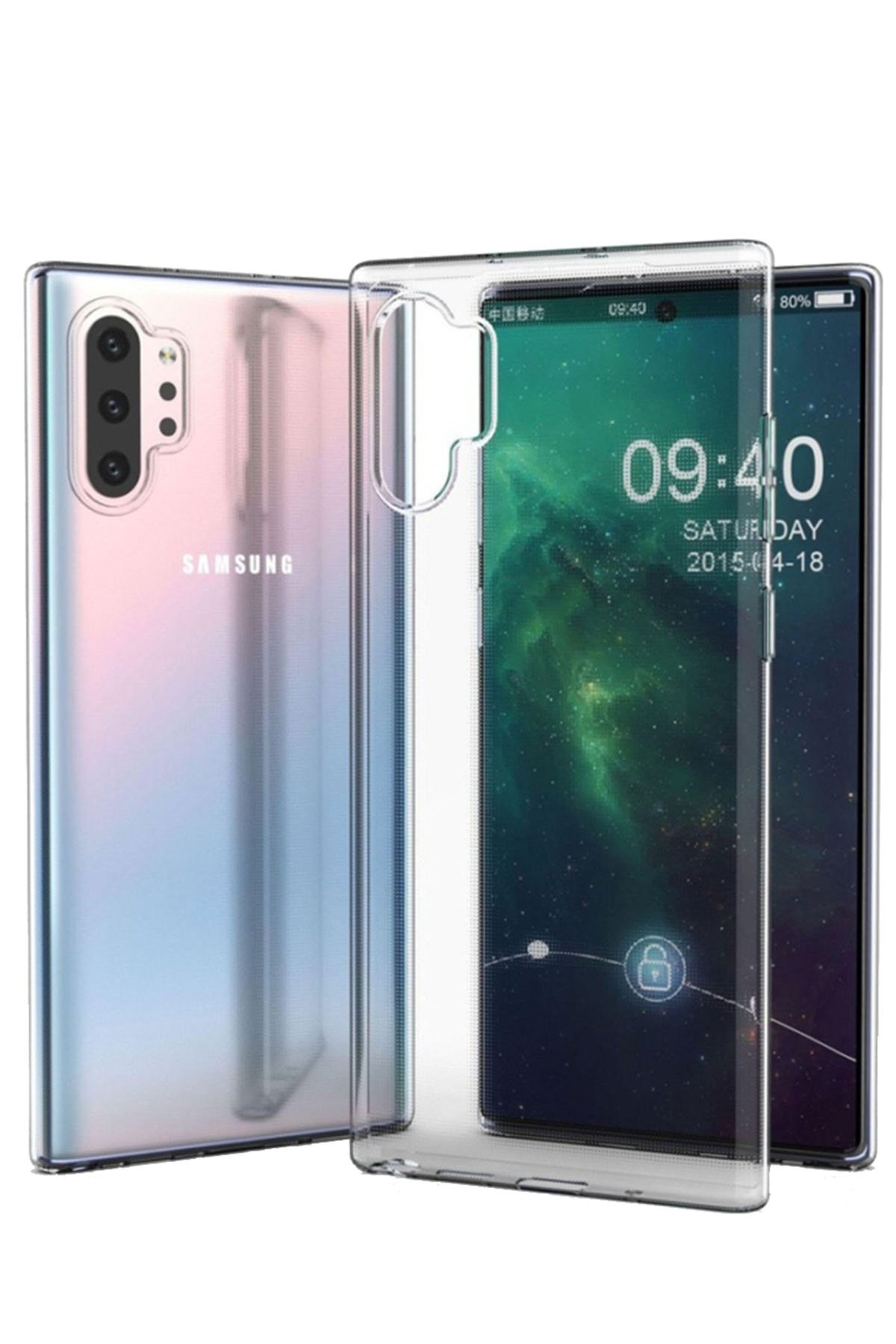 Newface Samsung Galaxy Note 10 Plus Kılıf Dört Köşe Lazer Silikon - Gold