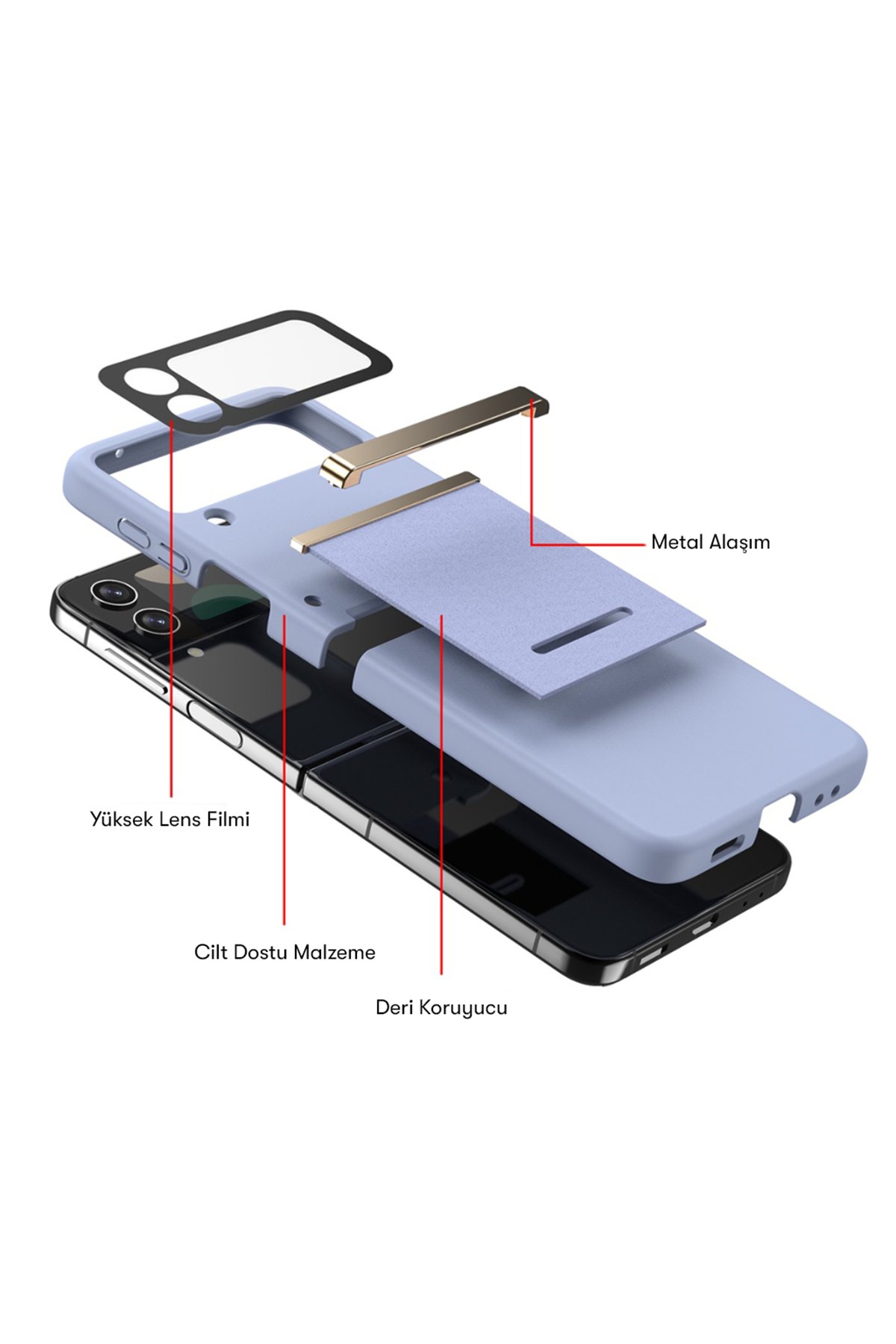 Newface Samsung Galaxy Z Flip 4 Kılıf Fold Element Kapak - Mor