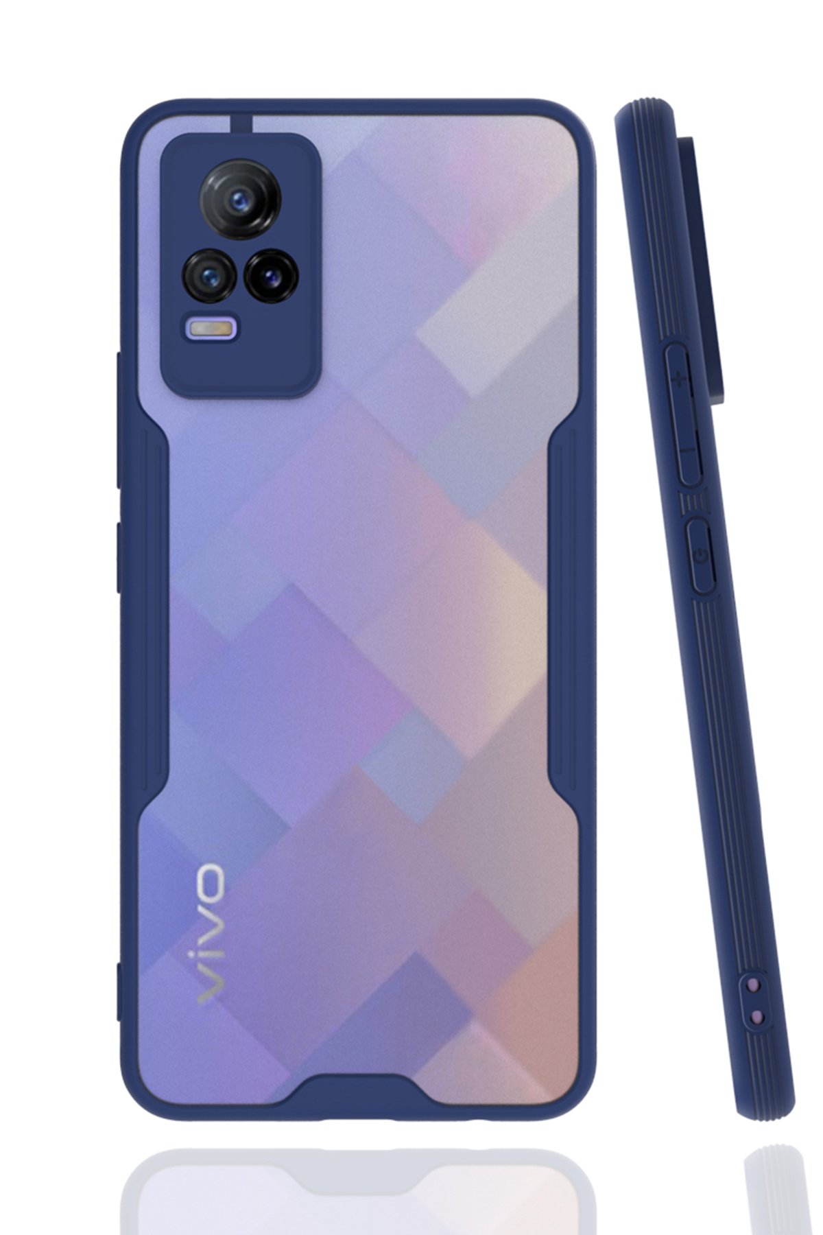 Newface Vivo V21e Kılıf Platin Silikon - Mavi