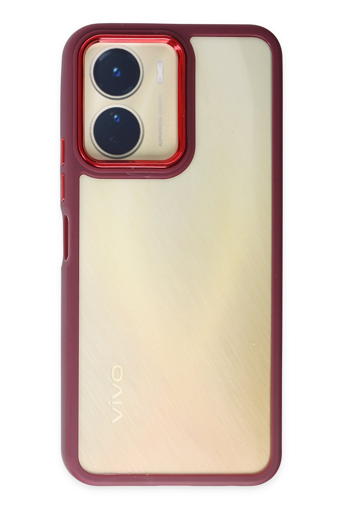 Newface Vivo Y16 Kılıf Pars Lens Yüzüklü Silikon - Gold