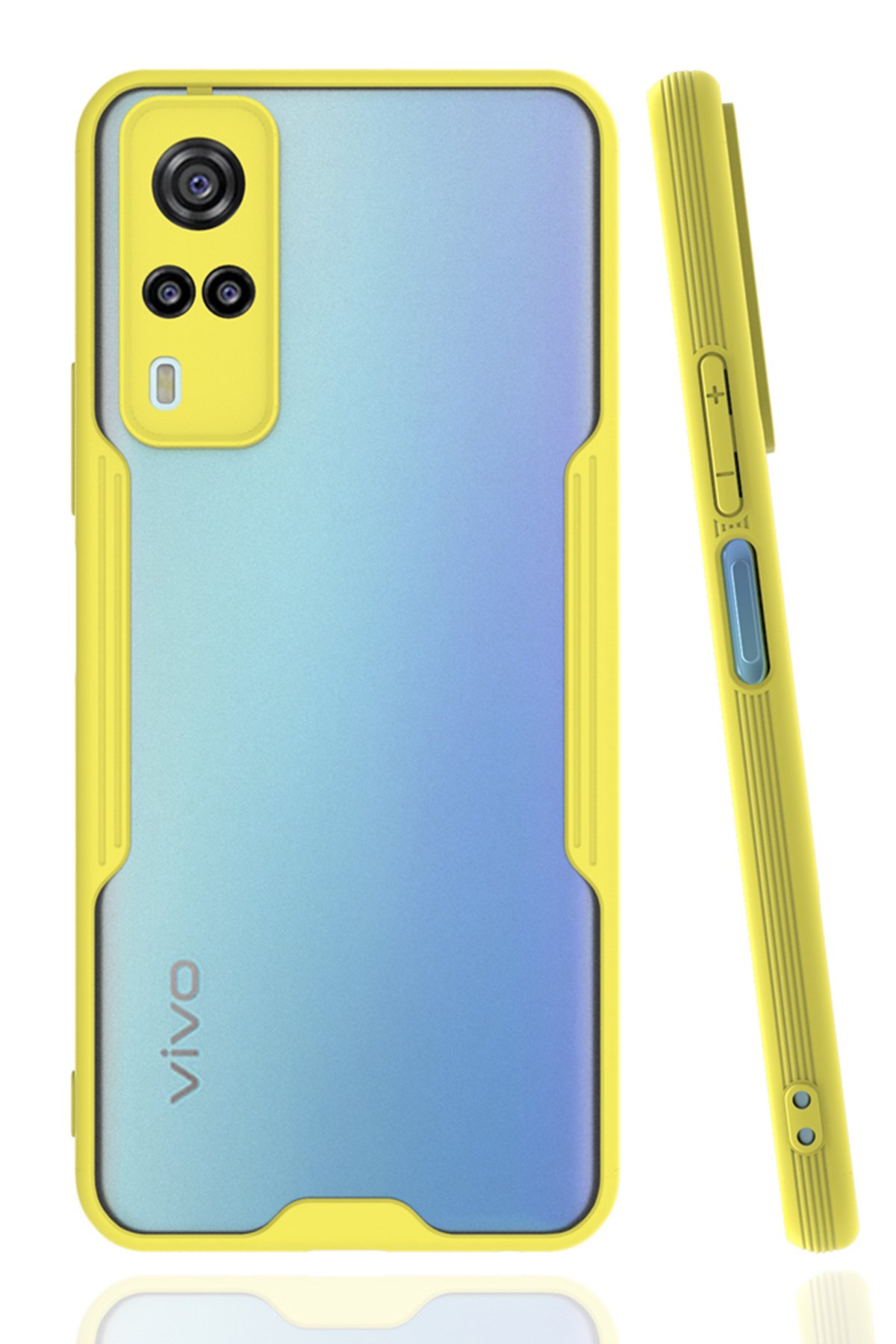 Newface Vivo Y31 2021 Kılıf Palm Buzlu Kamera Sürgülü Silikon - Pembe