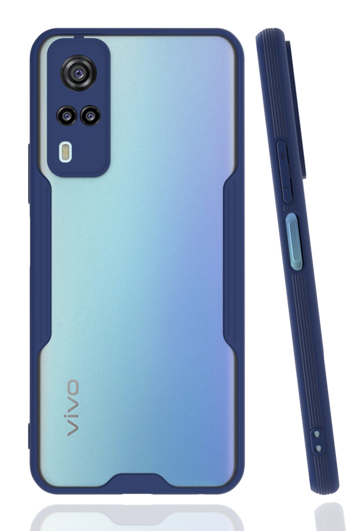 Newface Vivo Y53S Kılıf Glass Kapak - Lila