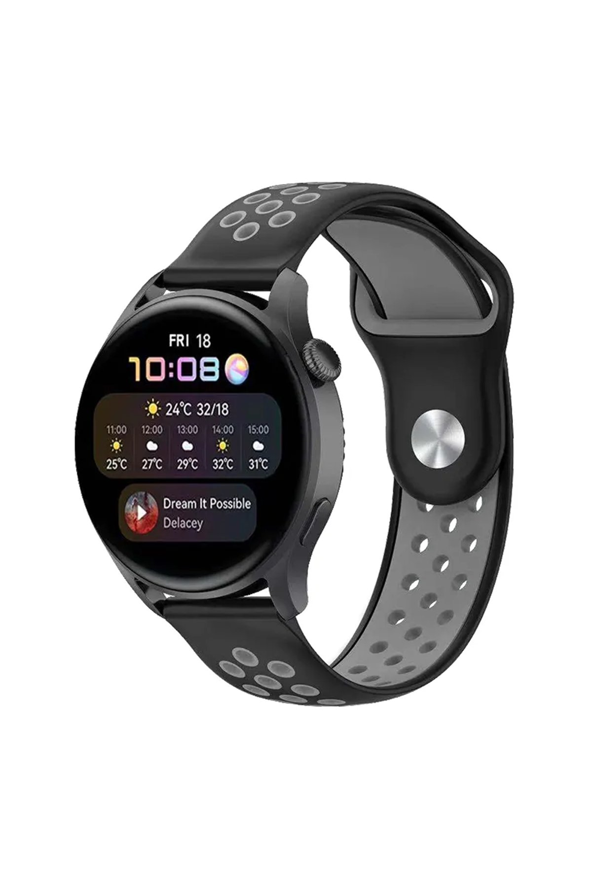 Newface Watch 20mm Spor Delikli Kordon - Kırmızı-Siyah