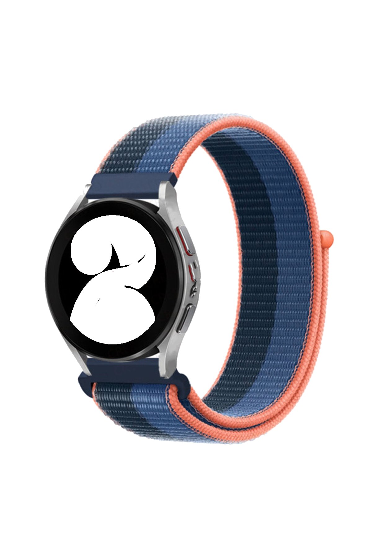 Newface Samsung Galaxy Watch 4 Hasırlı Cırtcırtlı Kordon - Gri-Beyaz