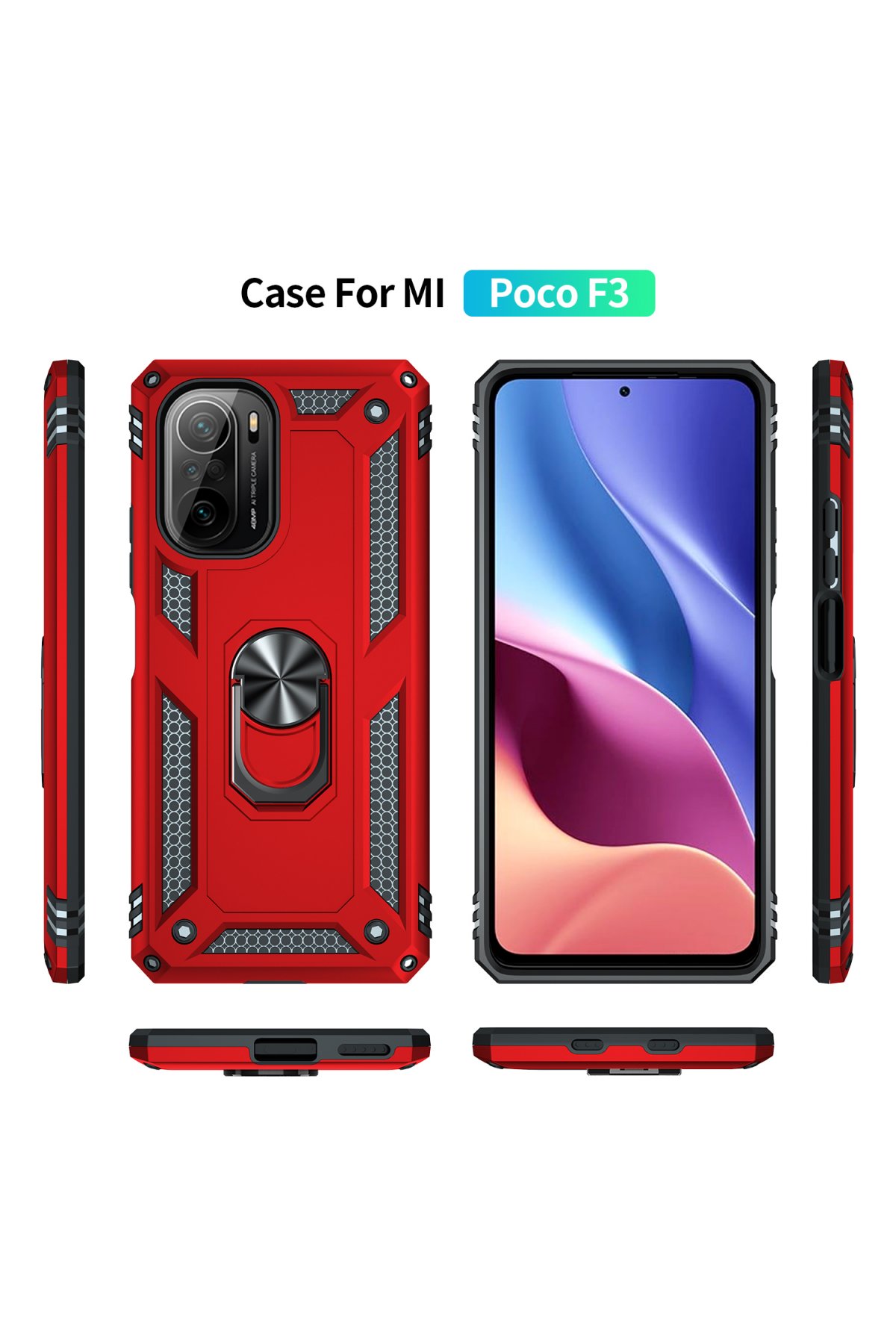 Newface Xiaomi Poco F3 Kılıf Viktor Yüzüklü Silikon - Mor