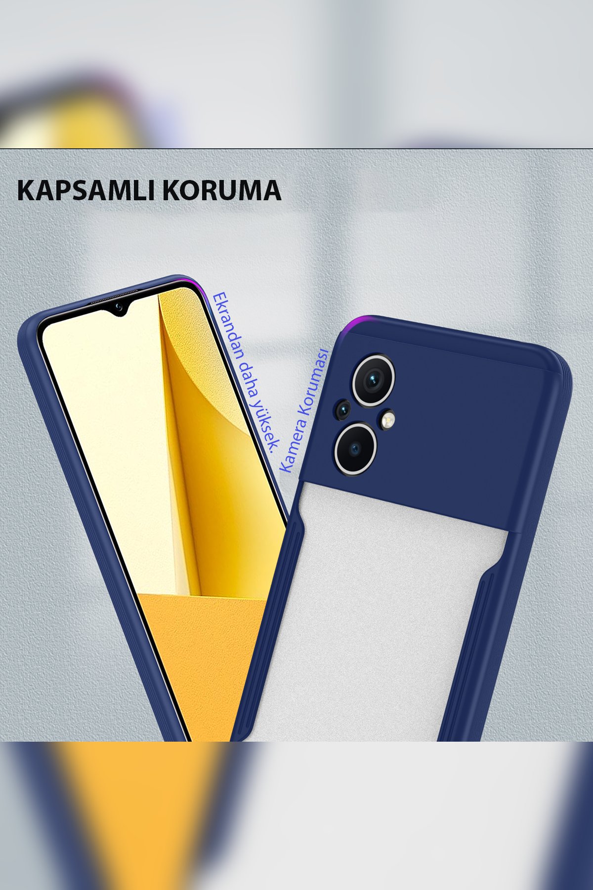 Newface Xiaomi Poco M5 Kılıf Auto Focus Karbon Kapak - Lacivert