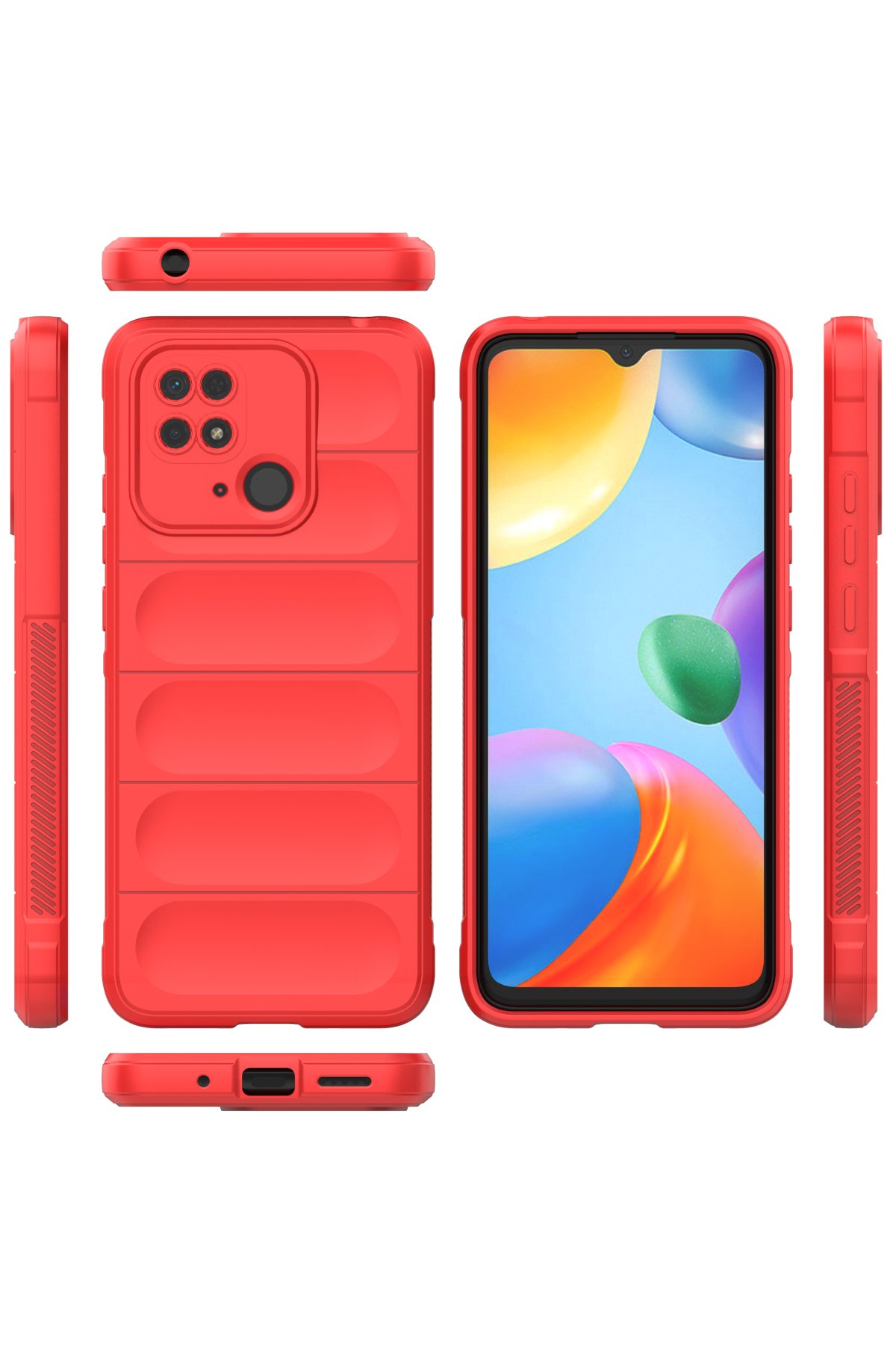 Newface Xiaomi Redmi 10C Kılıf Sofya Yüzüklü Silikon Kapak - Rose