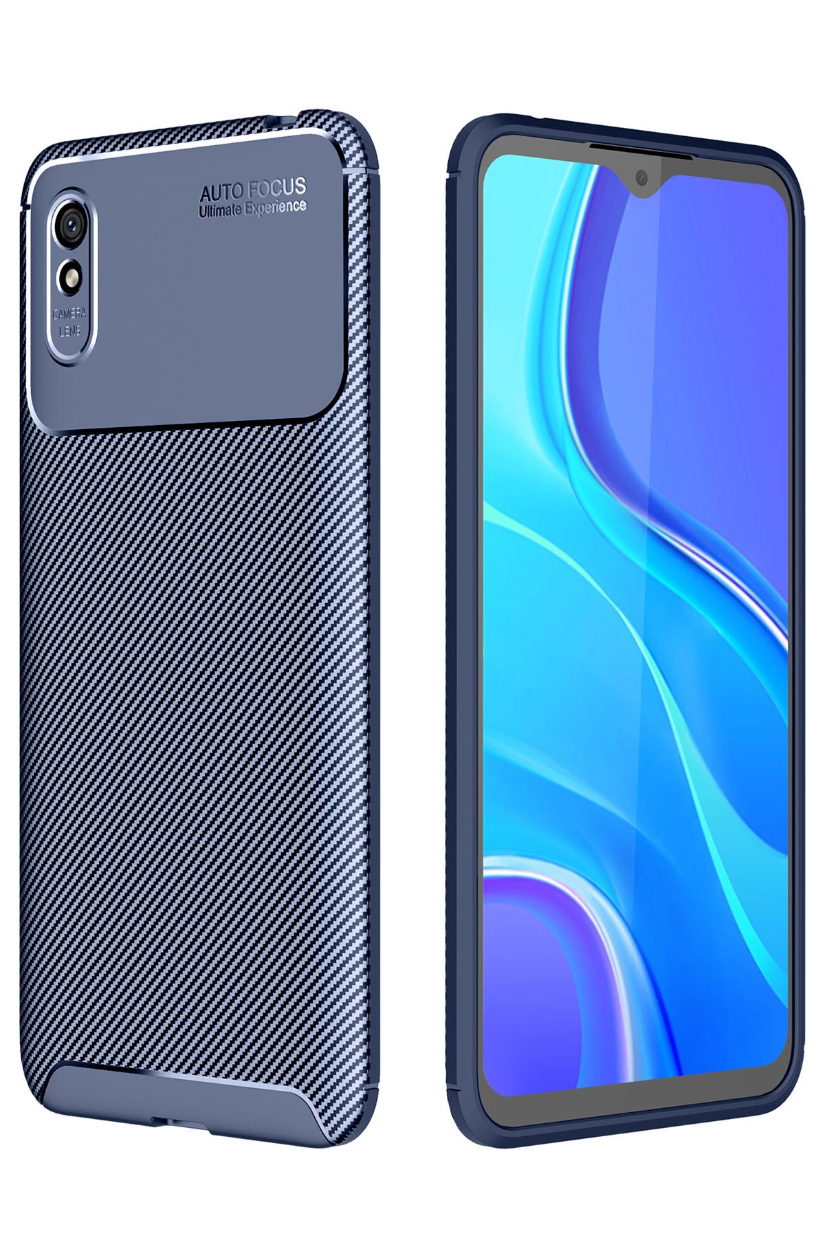 Newface Xiaomi Redmi 9A Kılıf Focus Derili Silikon - Lacivert