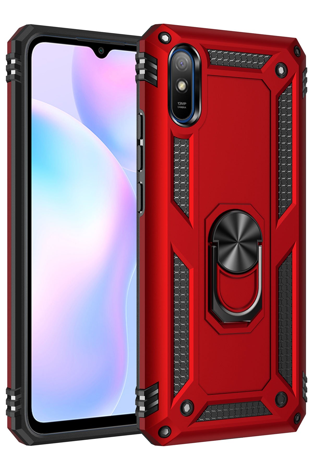 Newface Xiaomi Redmi 9A Kılıf Sofya Yüzüklü Silikon Kapak - Siyah