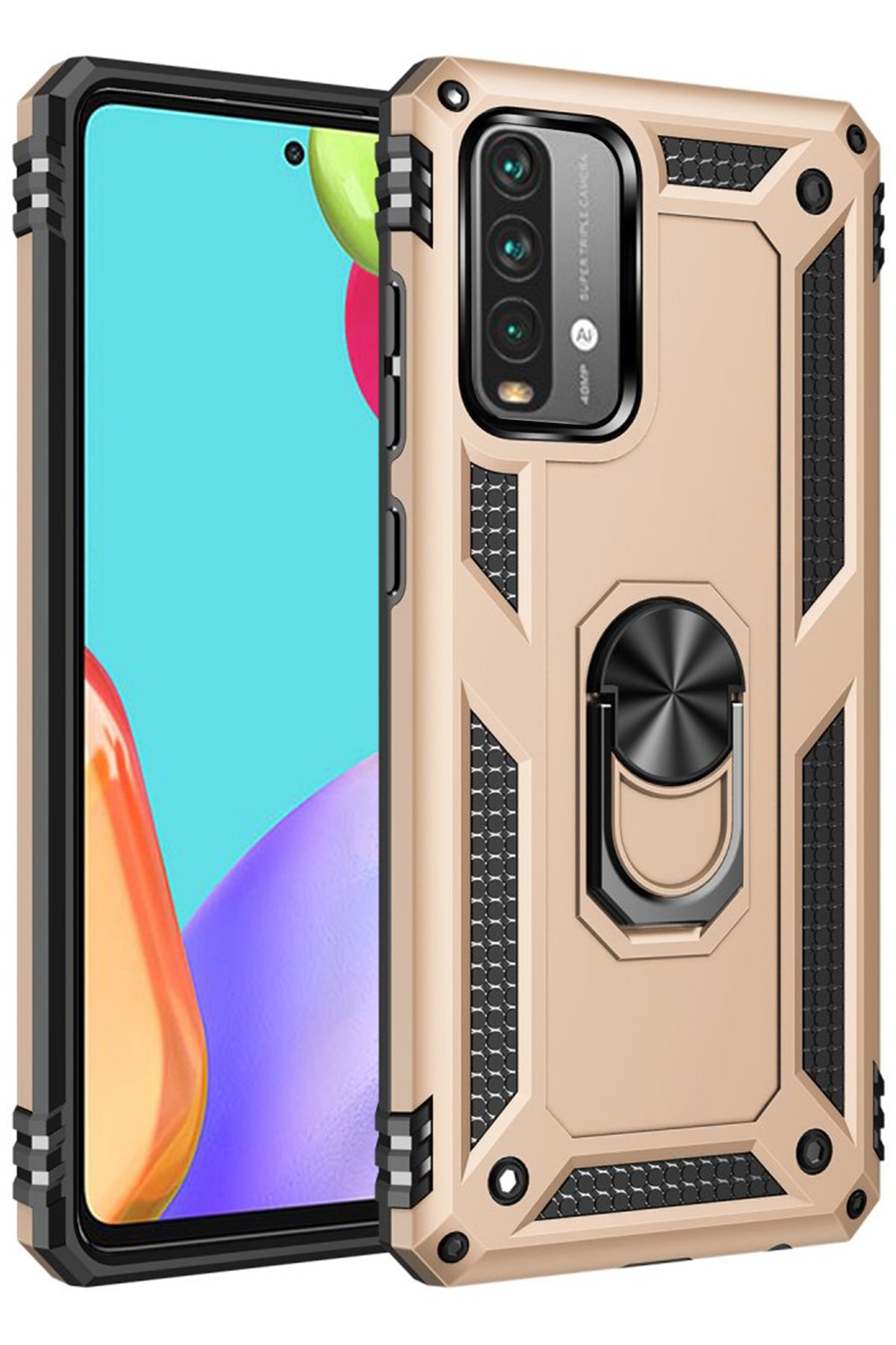 Newface Xiaomi Redmi 9T Kılıf Mega Standlı Silikon - Yeşil