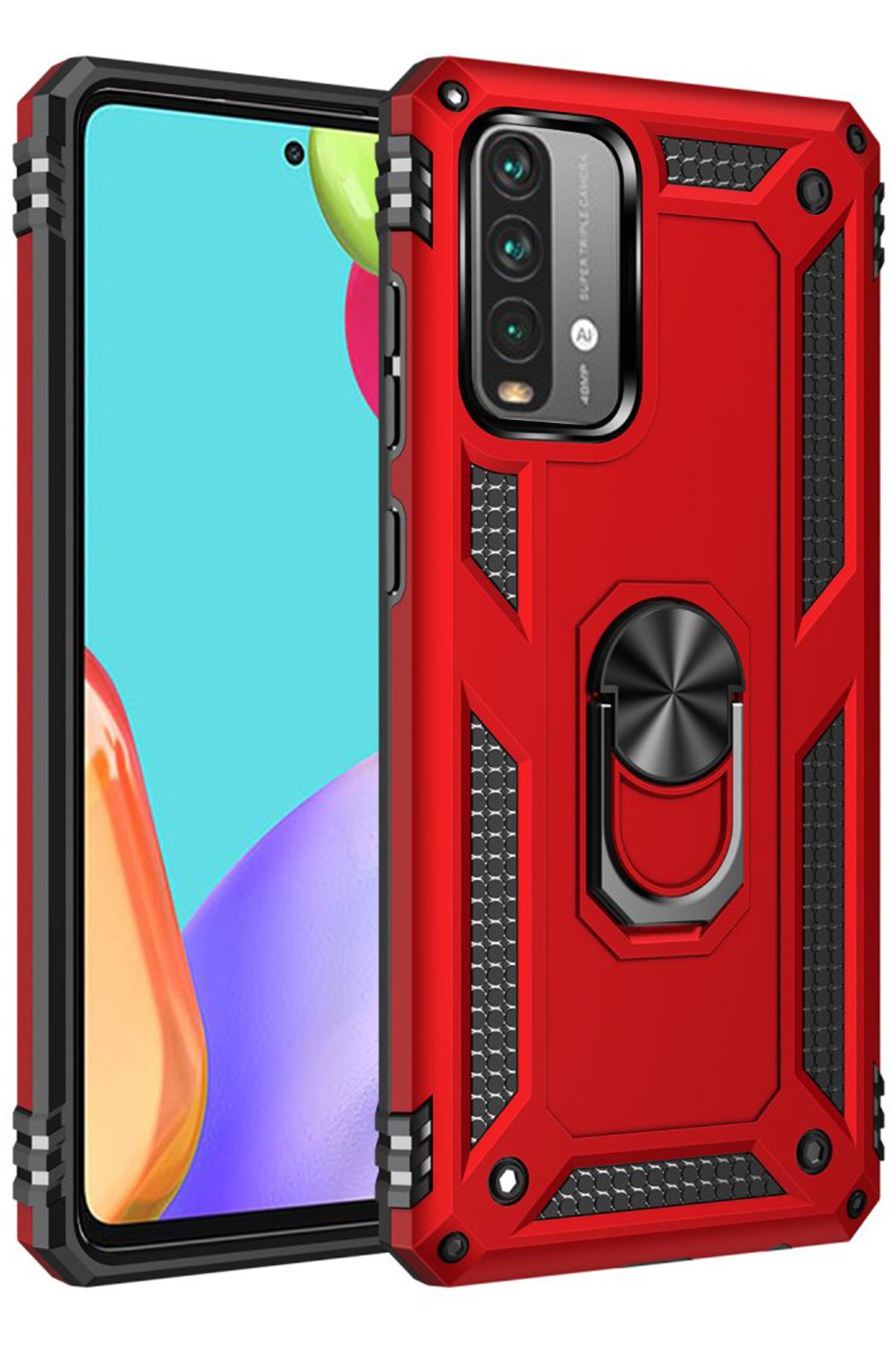 Newface Xiaomi Redmi 9T Kılıf Volet Silikon - Kırmızı