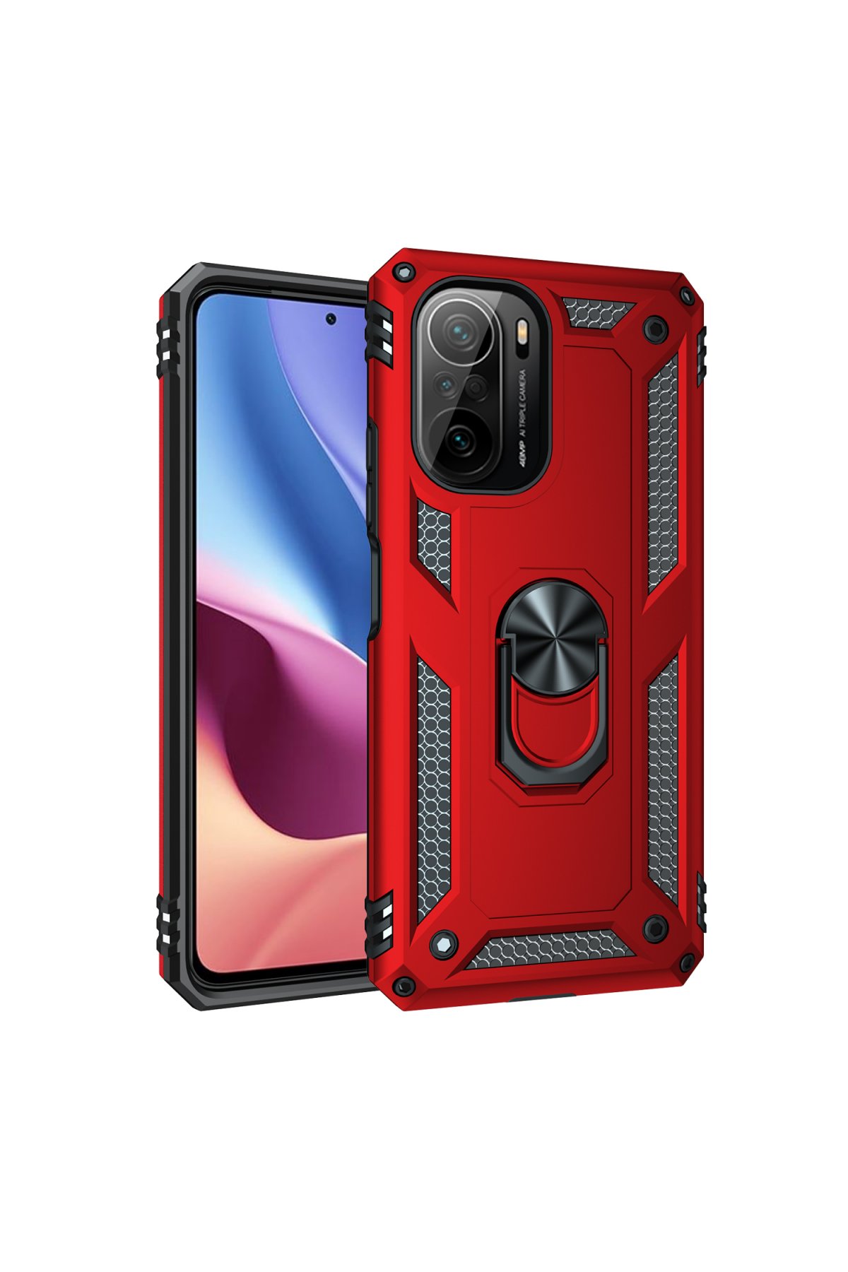 Newface Xiaomi Redmi K40 Pro Kılıf Palm Buzlu Kamera Sürgülü Silikon - Kırmızı