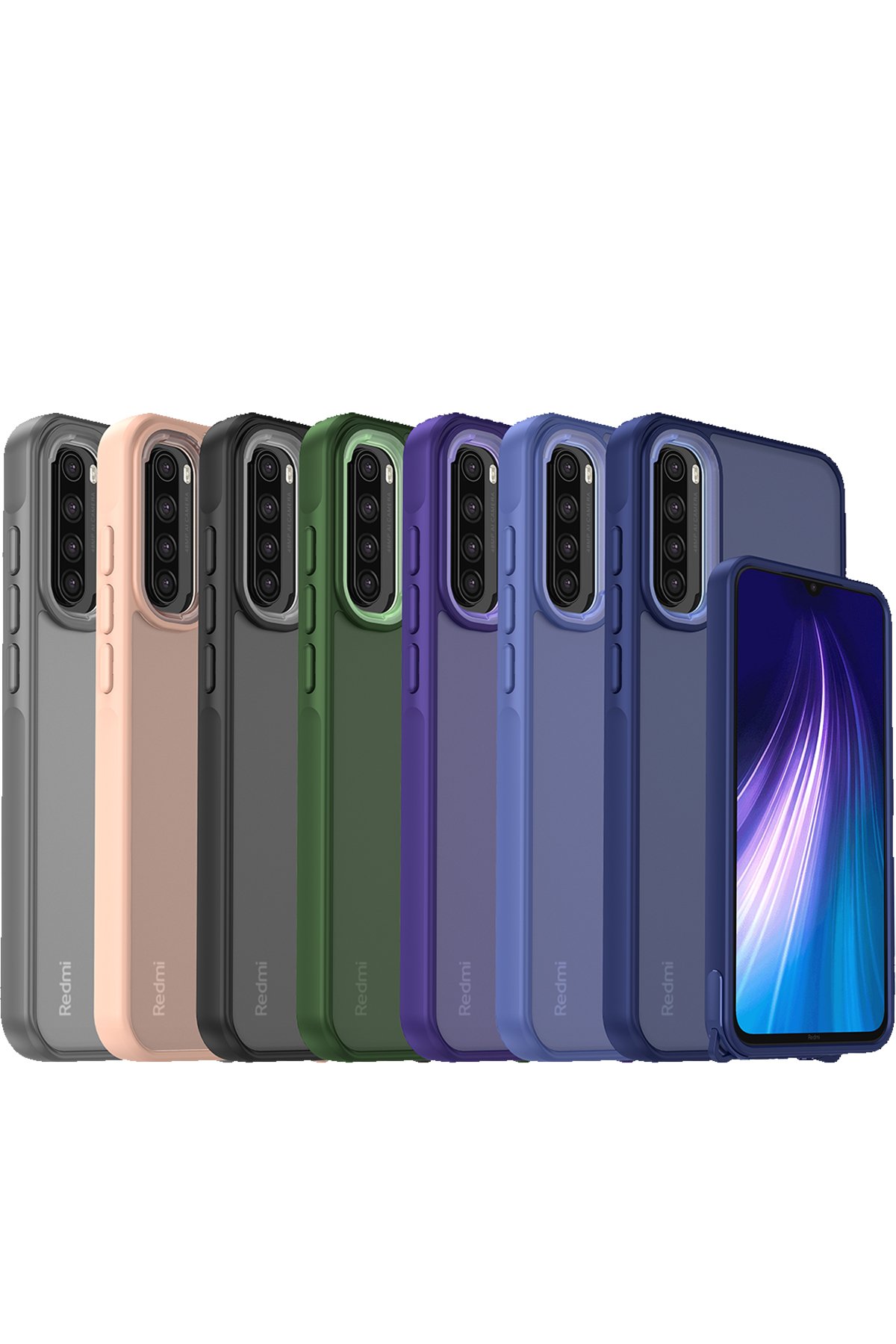 Newface Xiaomi Redmi Note 8 Kılıf Pars Lens Yüzüklü Silikon - Lacivert