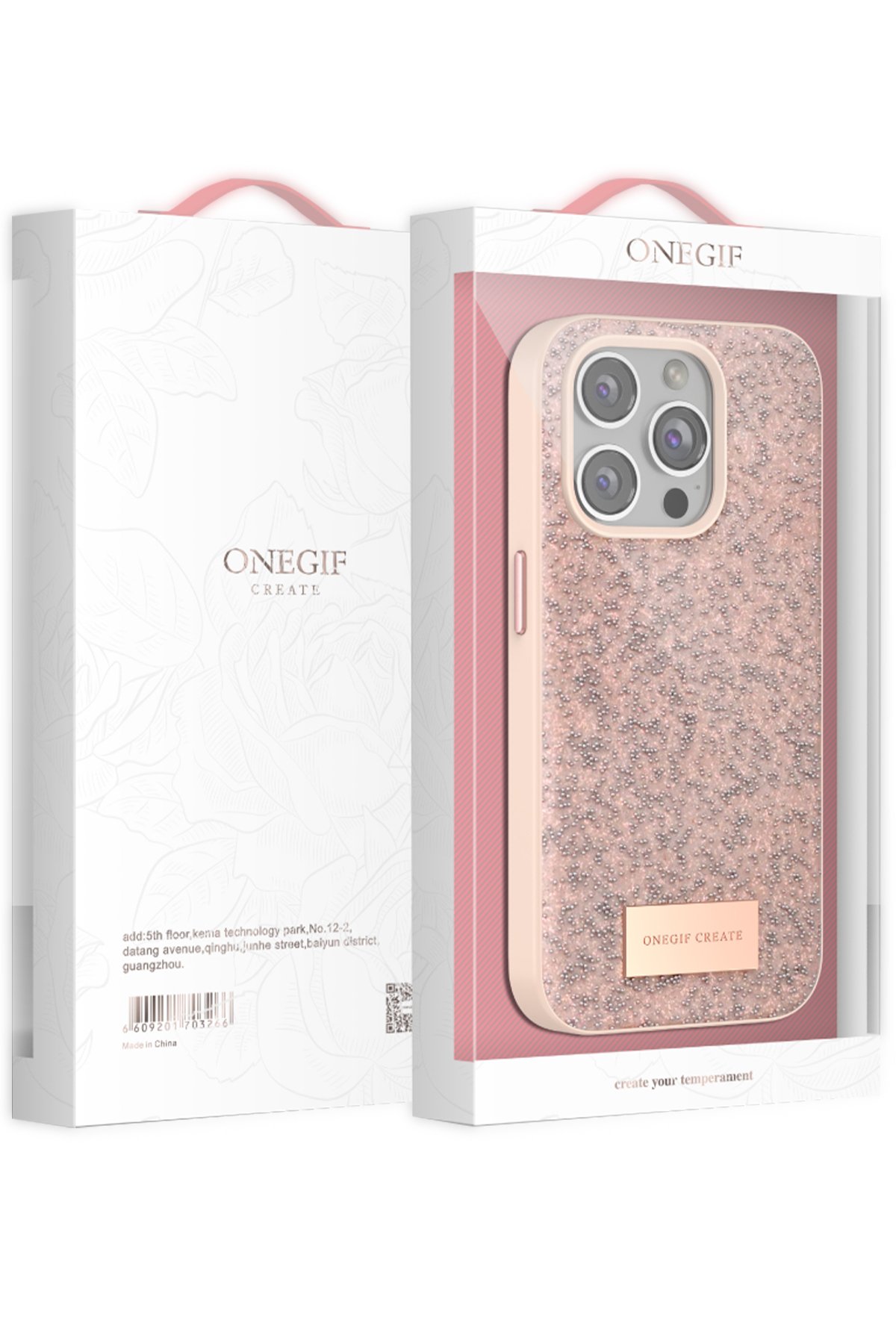 Onegif iPhone 14 Pro Bright Simli Kapak - Pembe