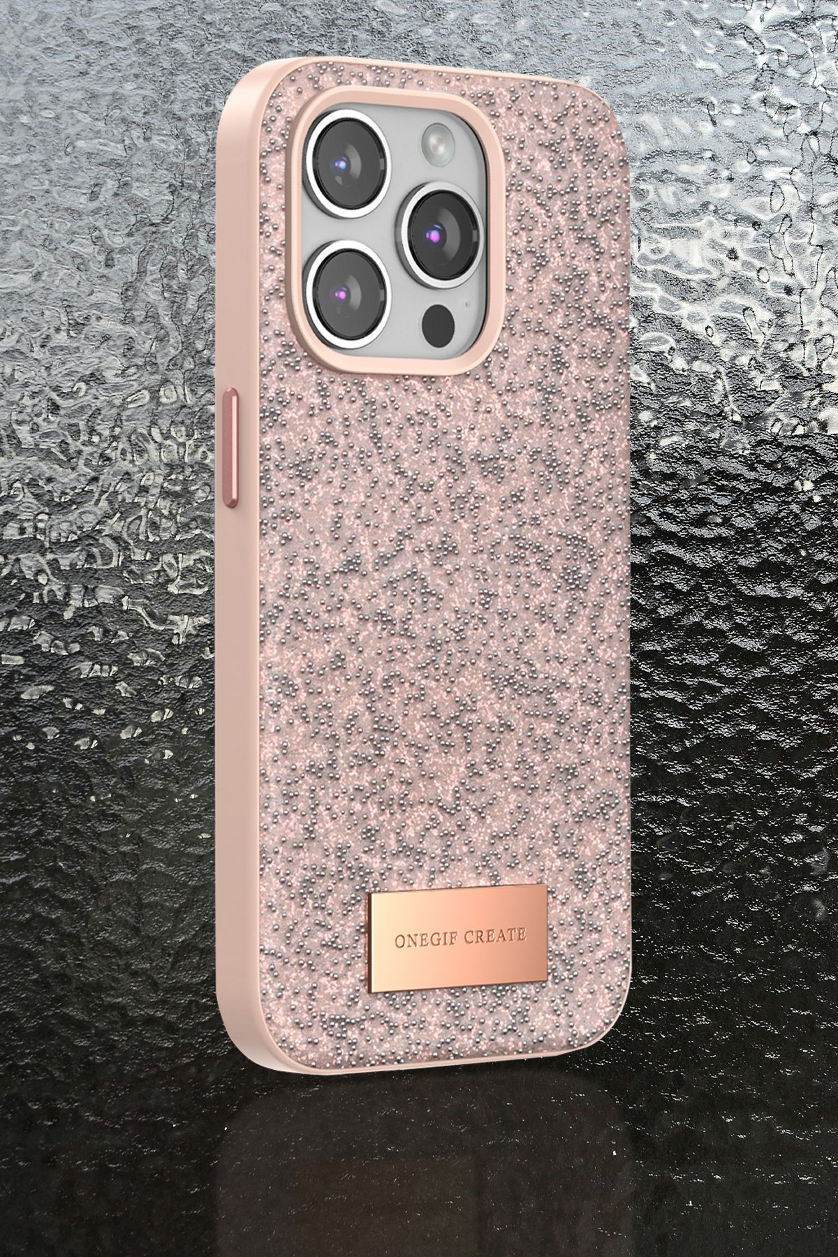 Onegif iPhone 15 Bright Simli Kapak - Gümüş
