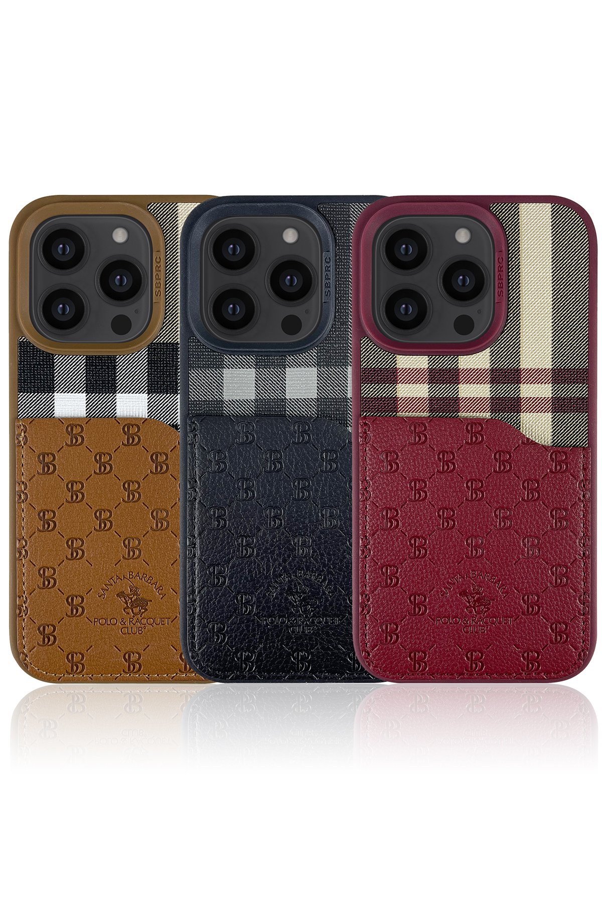 Santa Barbara Polo Racquet Club iPhone 14 Plaid Kartvizitli Kapak - Kırmızı