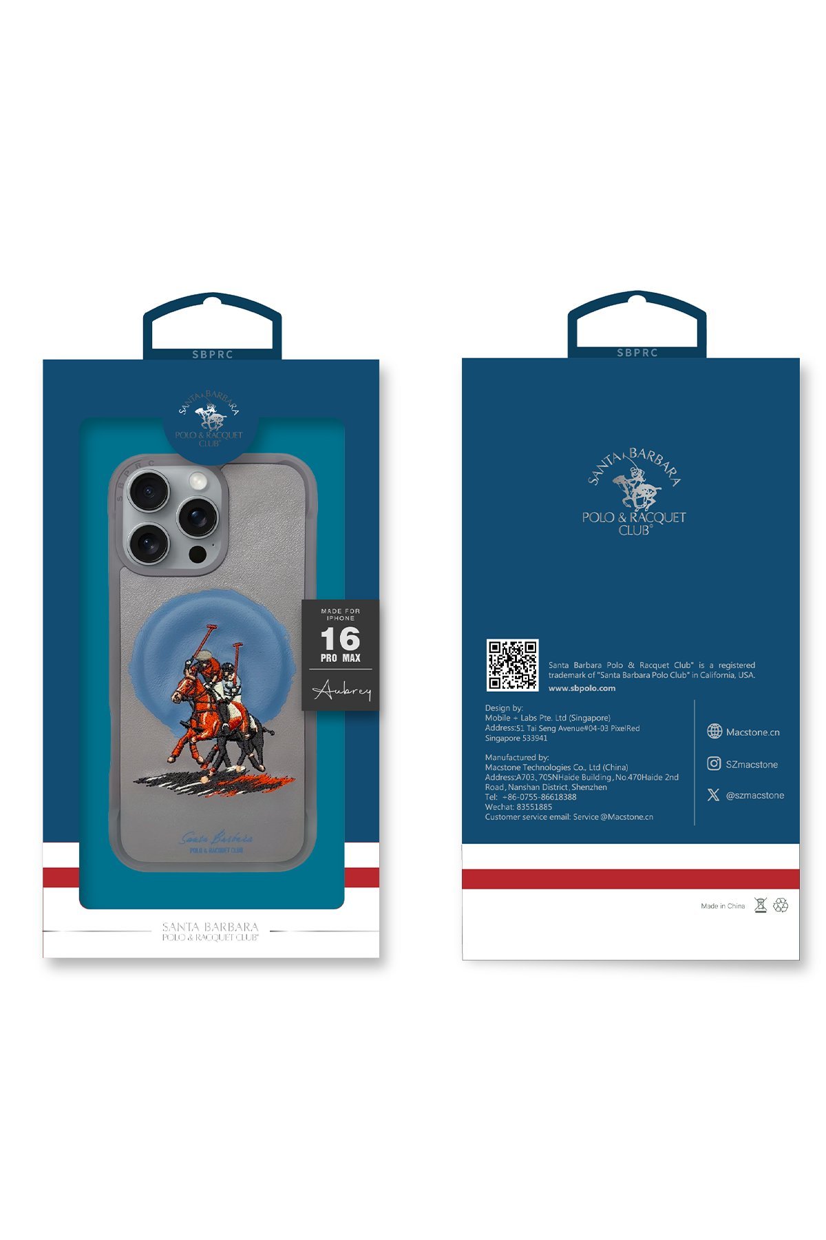 Santa Barbara Polo Racquet Club iPhone 16 Abner İçi Süet Nakış Desenli Kartvizitli Kılıf - Siyah