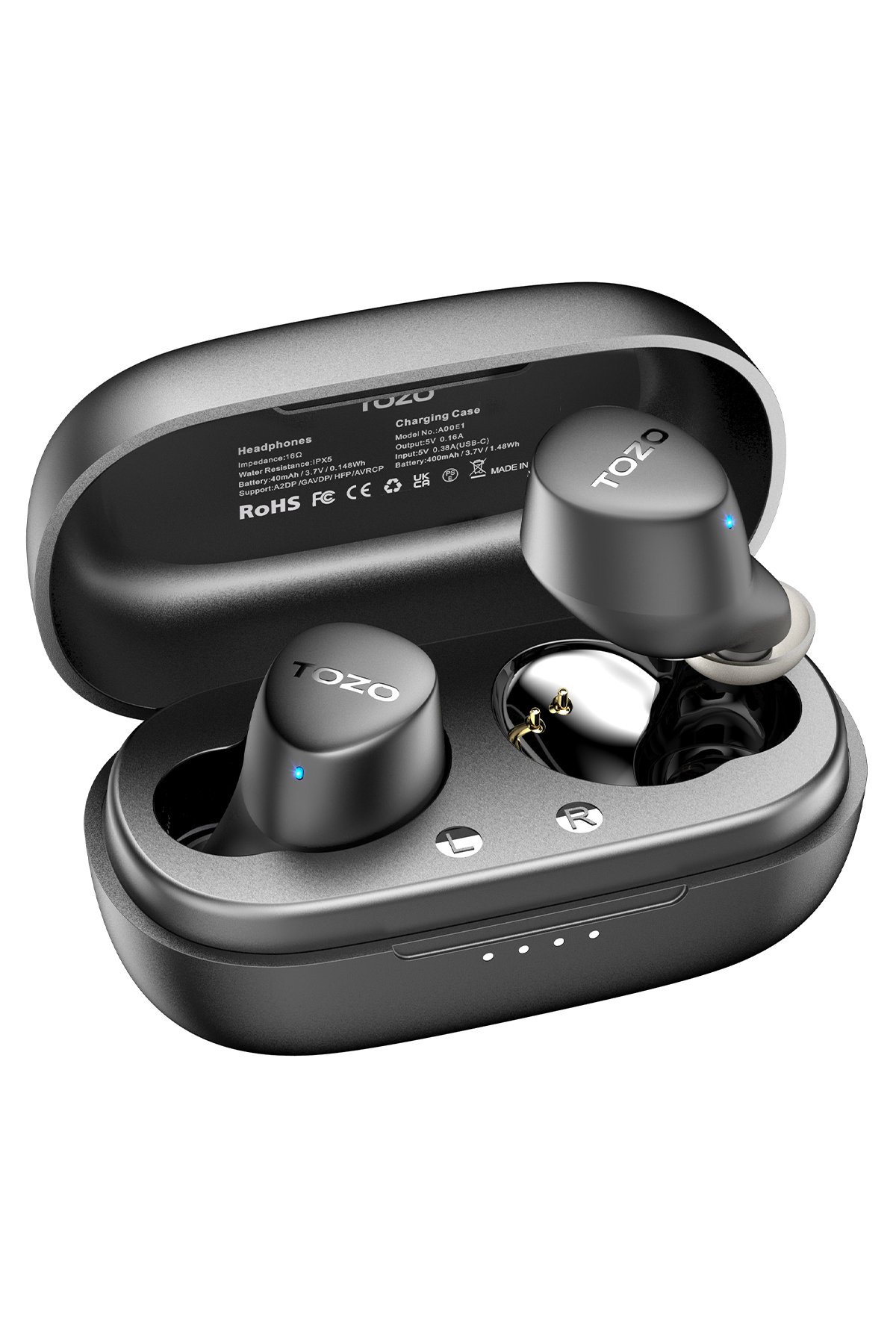 Tozo OpenReal IPX8 Su Geçirmez 16.2mm Dinamik Sürücü Bluetooth 5.3 Kablosuz TWS Airpods Kulaklık - Siyah