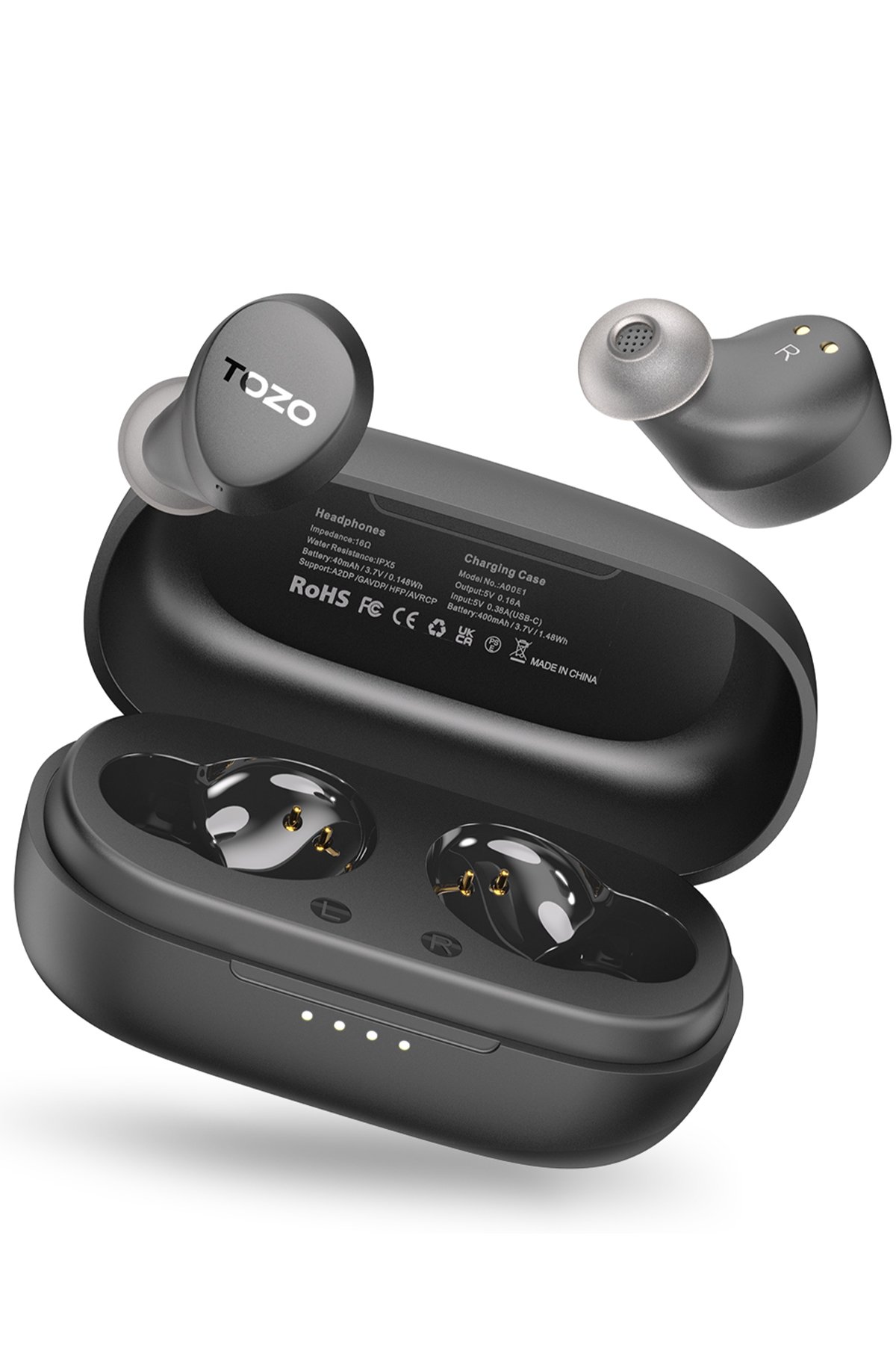 Tozo OpenReal IPX8 Su Geçirmez 16.2mm Dinamik Sürücü Bluetooth 5.3 Kablosuz TWS Airpods Kulaklık - Siyah