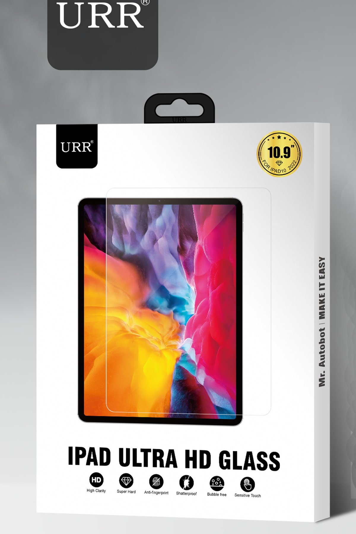 URR iPad 10.2 (8.nesil) Ultra HD Tablet Cam Ekran Koruyucu - Siyah