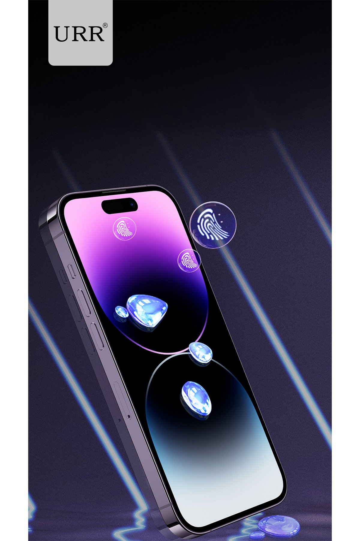 URR iPhone 14 Pro Titanium Alloy Kamera Lens Koruyucu - Gümüş