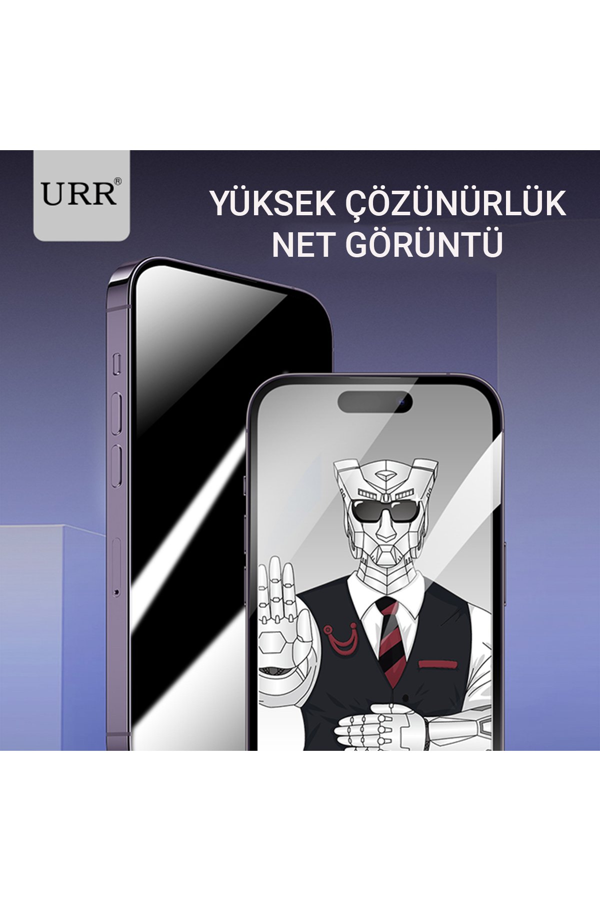 URR iPhone 14 Pro Max Titanium Alloy Kamera Lens Koruyucu - Derin Mor