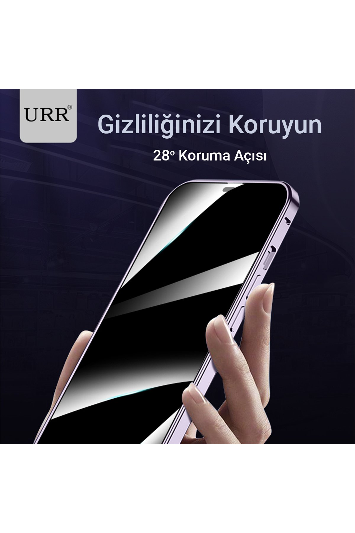 URR iPhone 14 Pro Max Titanium Alloy Kamera Lens Koruyucu - Derin Mor