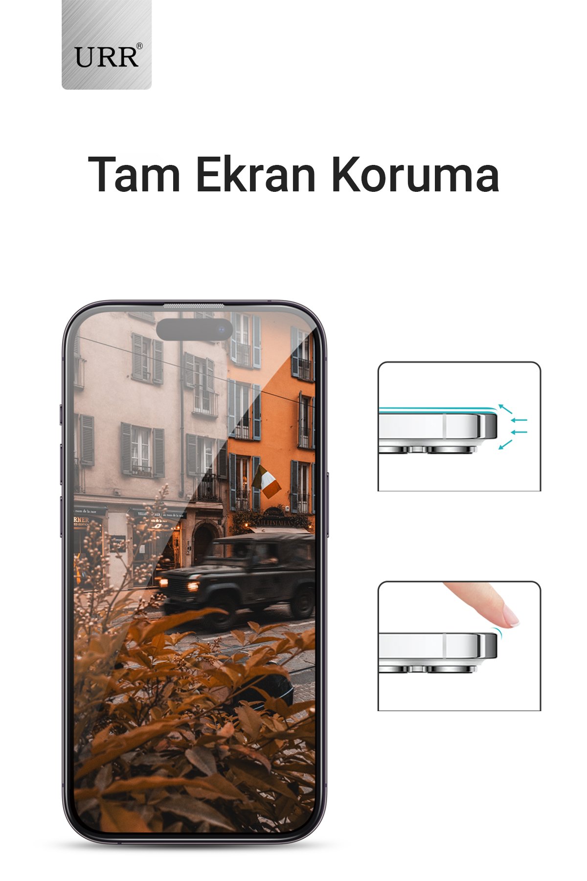 URR iPhone 14 Pro Max Titanium Alloy Kamera Lens Koruyucu - Derin Mor