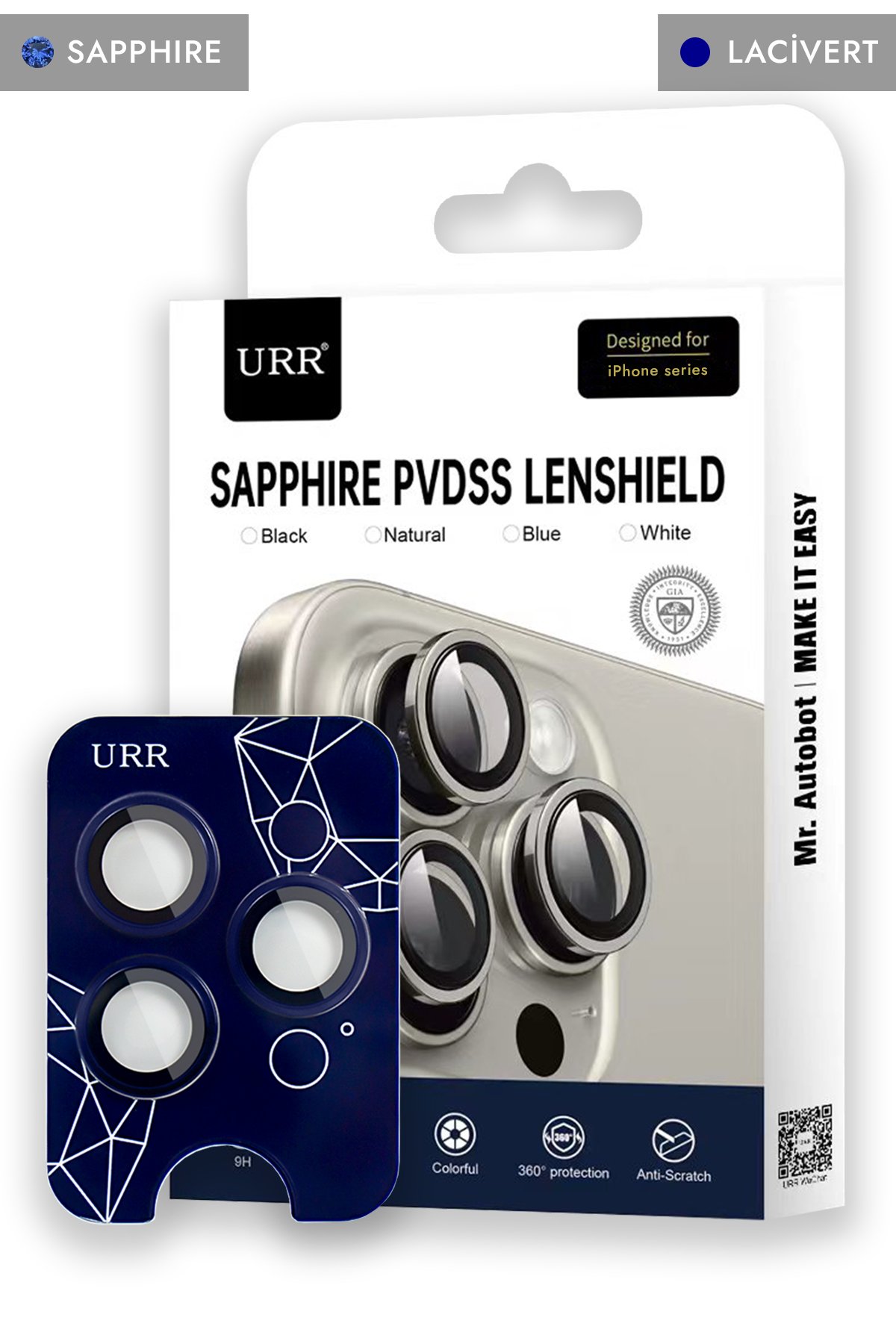 URR iPhone 15 Pro Max PVDSS Lens Titanium Edge Magsafe Kapak - Siyah