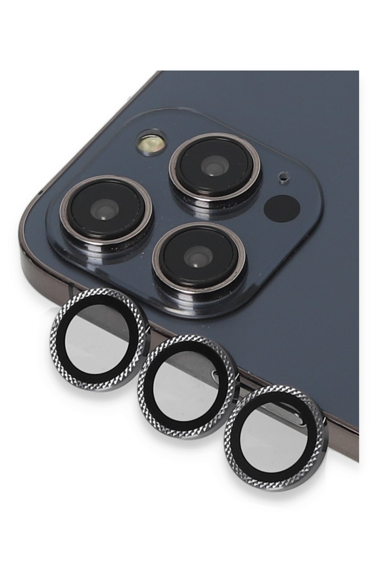 URR iPhone 15 Pro 3D PVD Dioxide Kamera Lens Koruyucu - Natural Grey