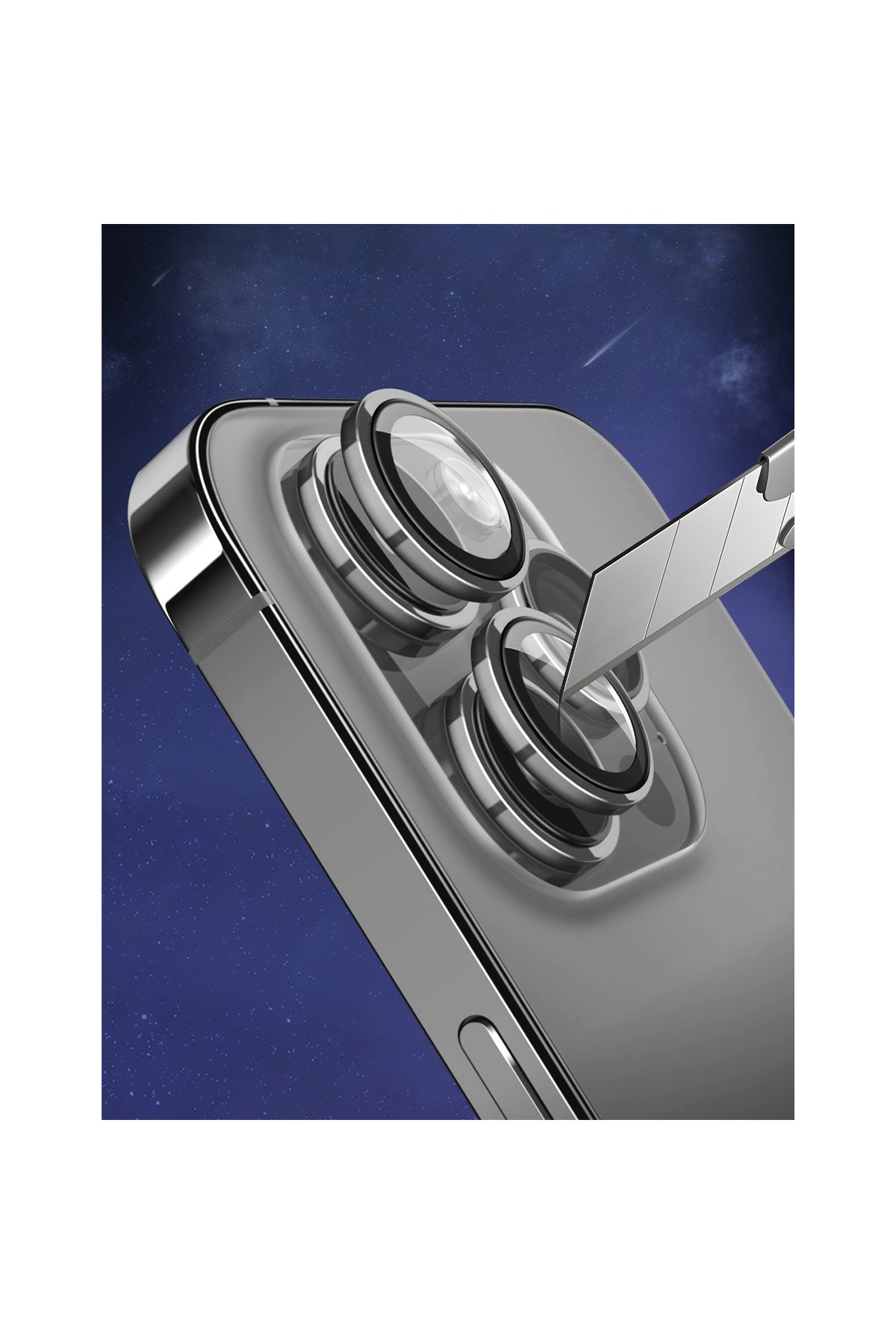 URR iPhone 16 Titanium Alloy Kamera Lens Koruyucu - Gümüş