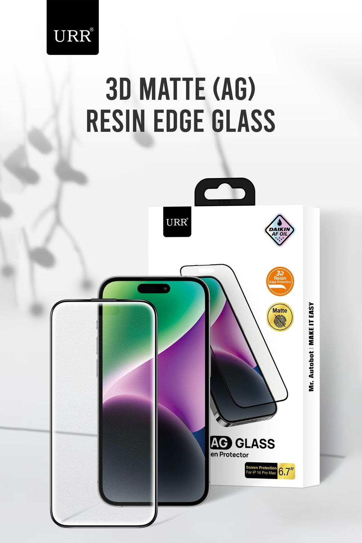 URR iPhone 16 Pro 3D Resin Edge Cam Ekran Koruyucu - Siyah