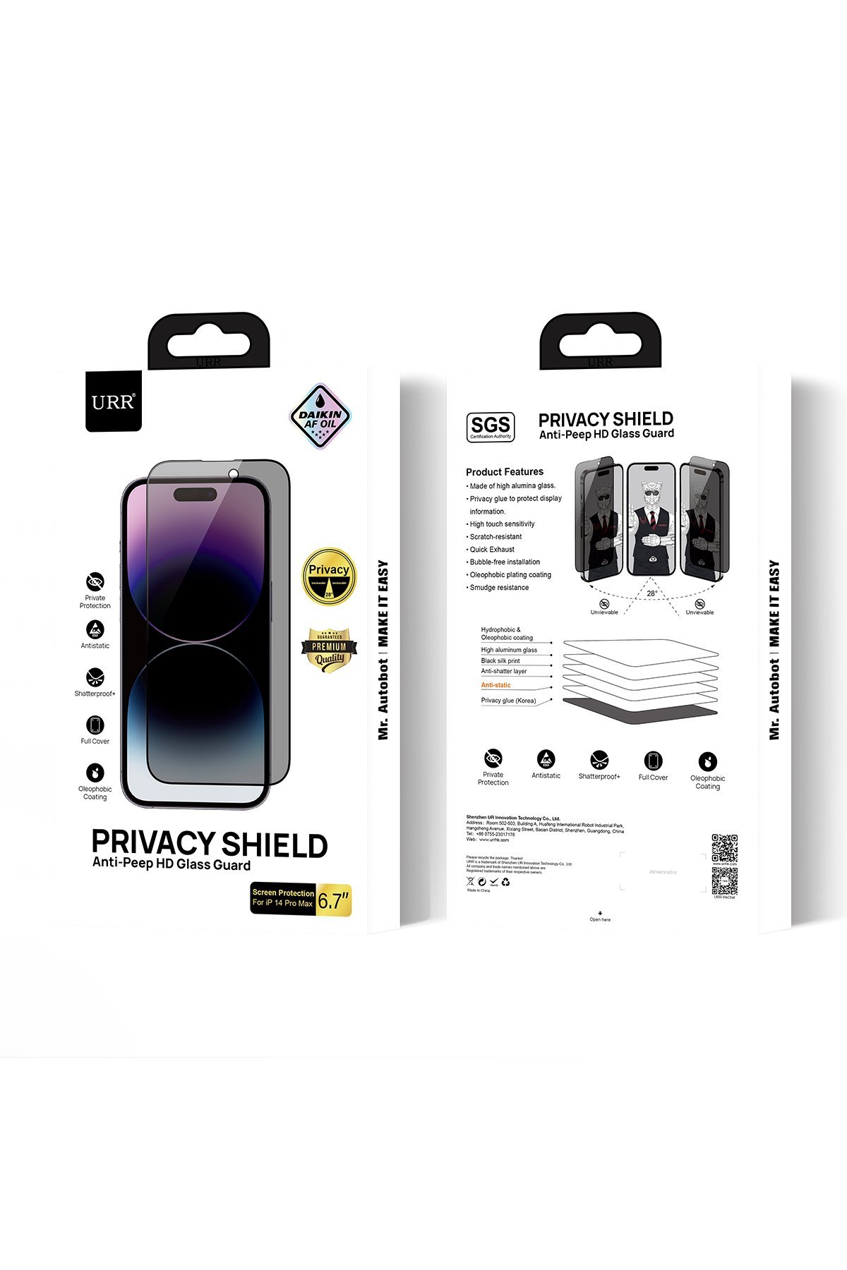 URR iPhone 16 Pro Max 3D Privacy Resin Edge Cam Ekran Koruyucu - Siyah