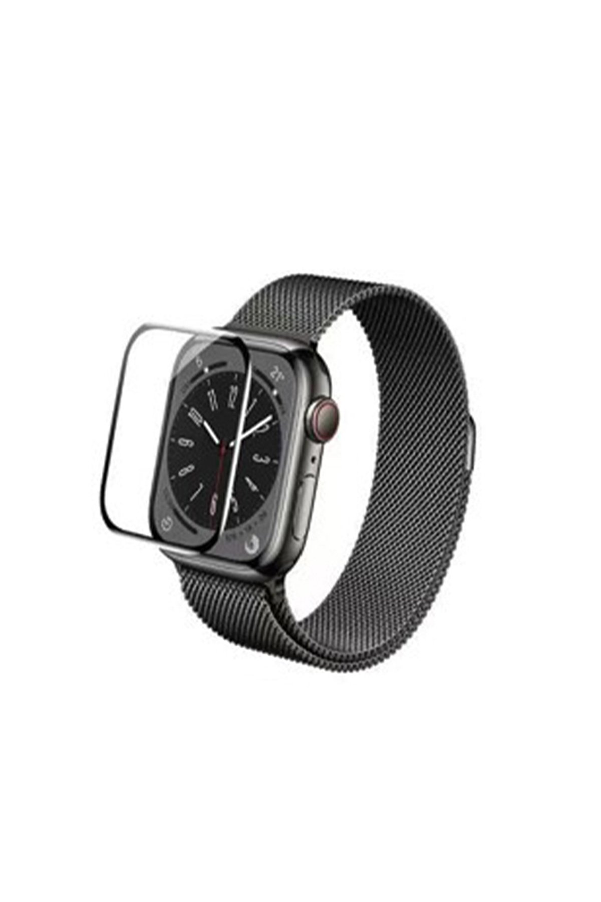 URR Apple Watch 41mm 2in1 PMMA Nano Ekran Koruyucu - Siyah