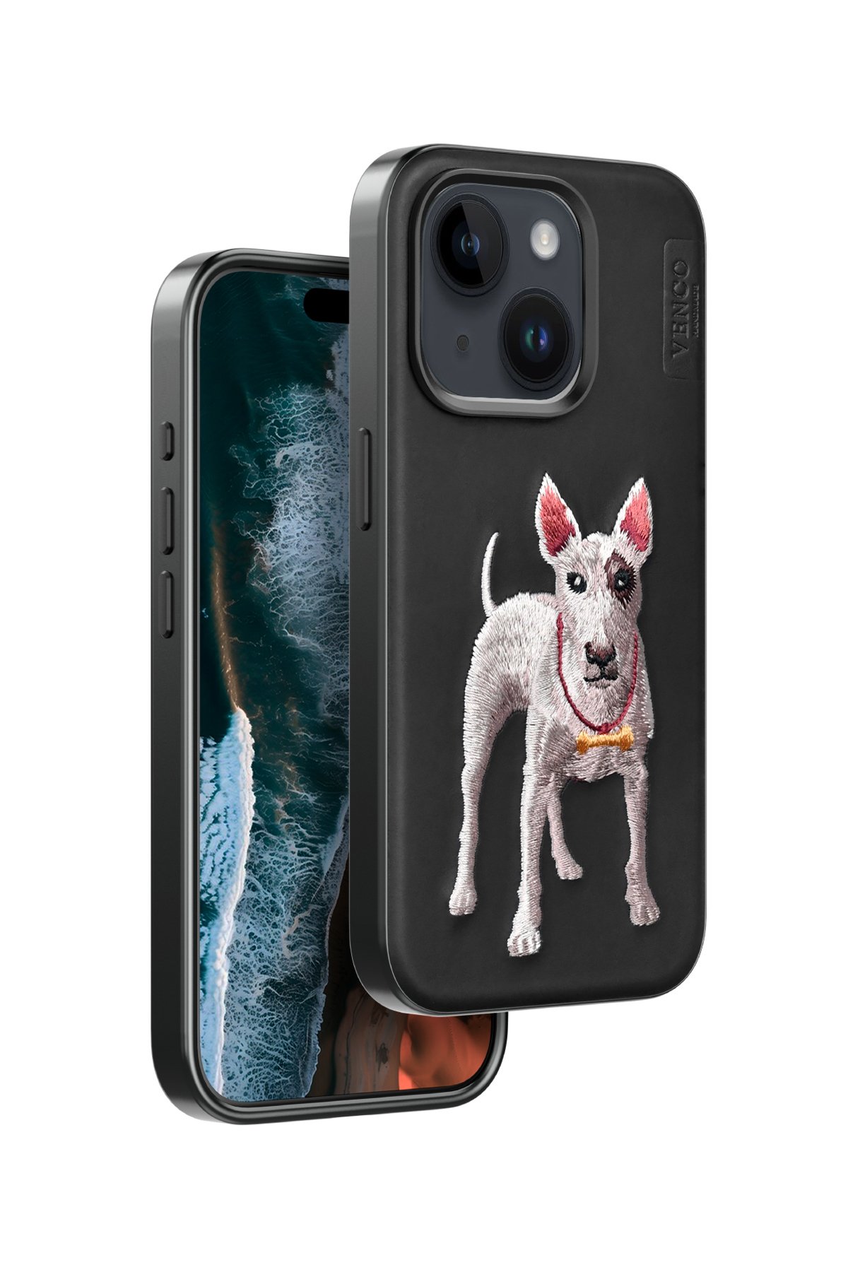 Venco iPhone 14 Perma Desenli Kapak - Koyu Kahve