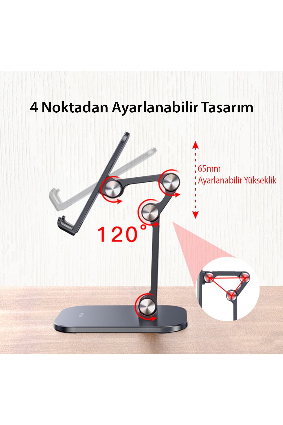 Yesido C183 360 Derece Ayarlanabilir Metal Tablet Standı - Siyah