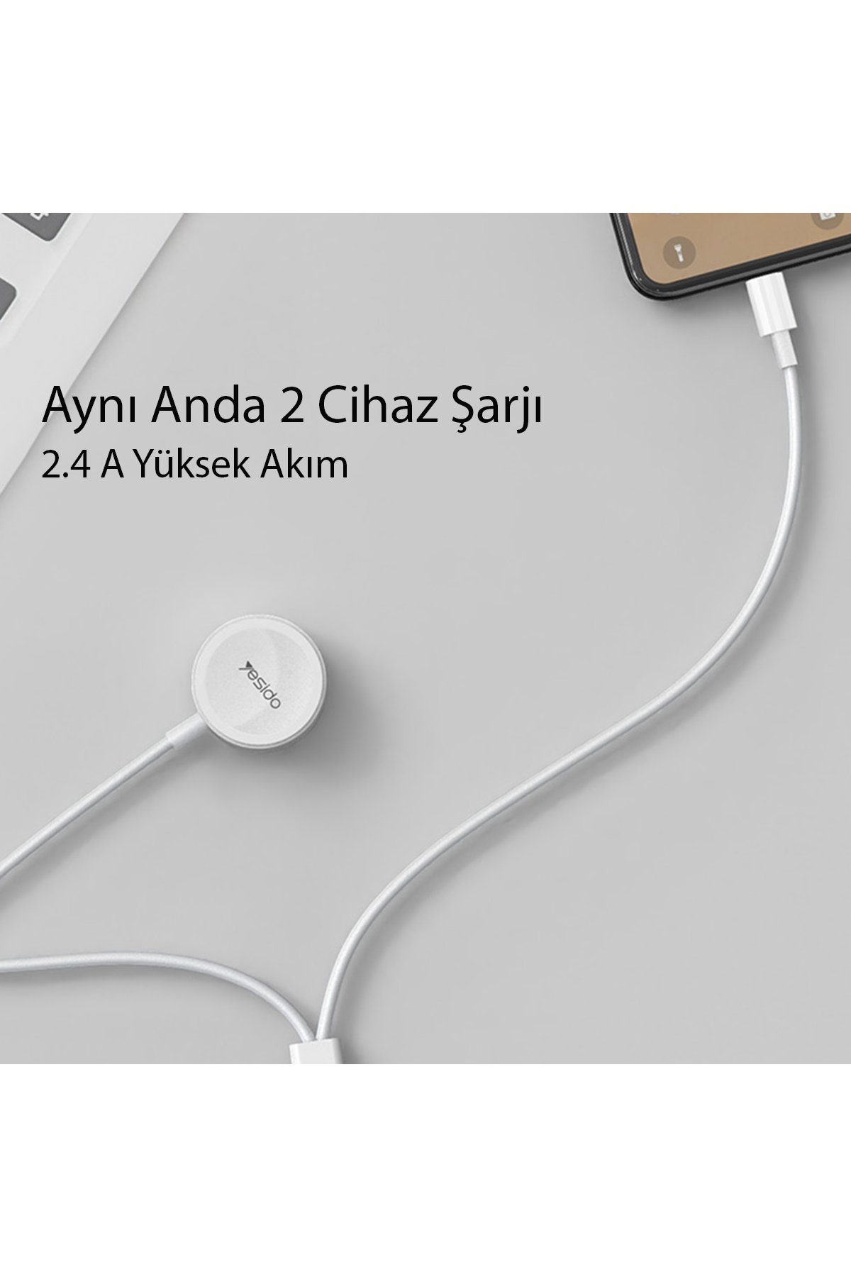 Yesido MC18 8in1 3 Adet Usb 1 Adet Type-C ve 4 Adet Priz Dönüştürücü 2M - Beyaz