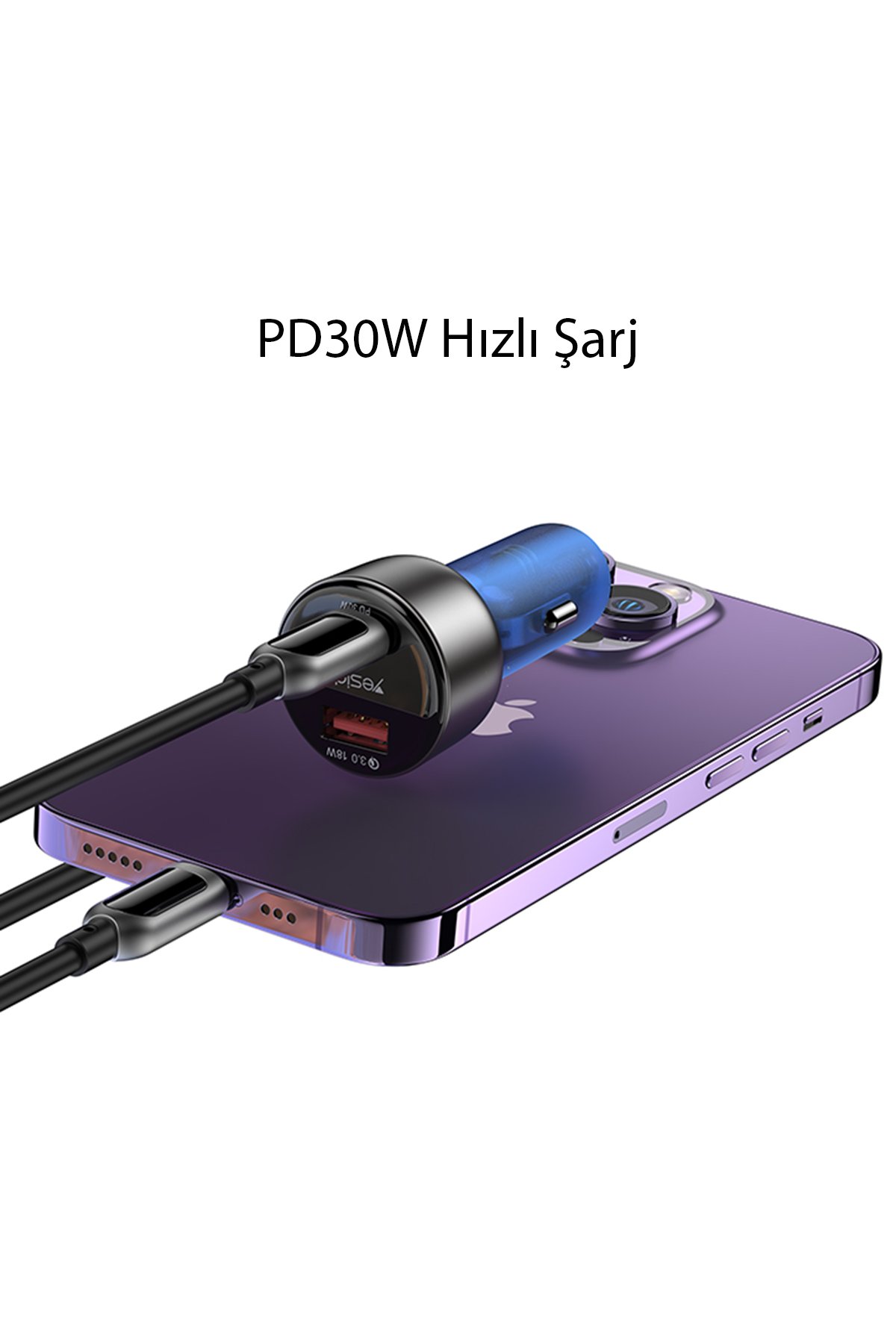 Yesido YP46 10.000 mAh 22.5W Dijital Göstergeli USB3.0 PD Hızlı Şarj Powerbank - Gri