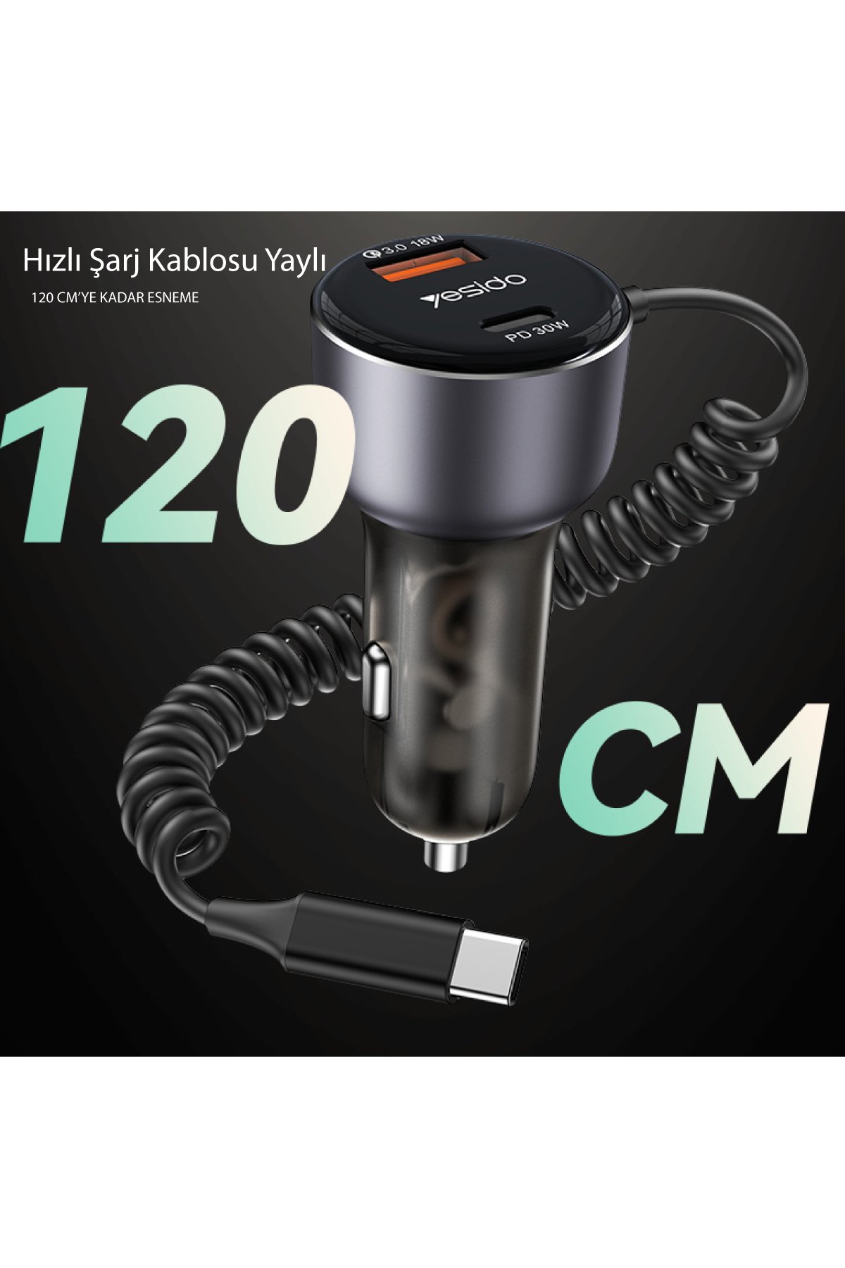 Yesido CA75 2M 2.4A Hasırlı Usb to Lightning Hızlı Şarj Kablosu - Siyah