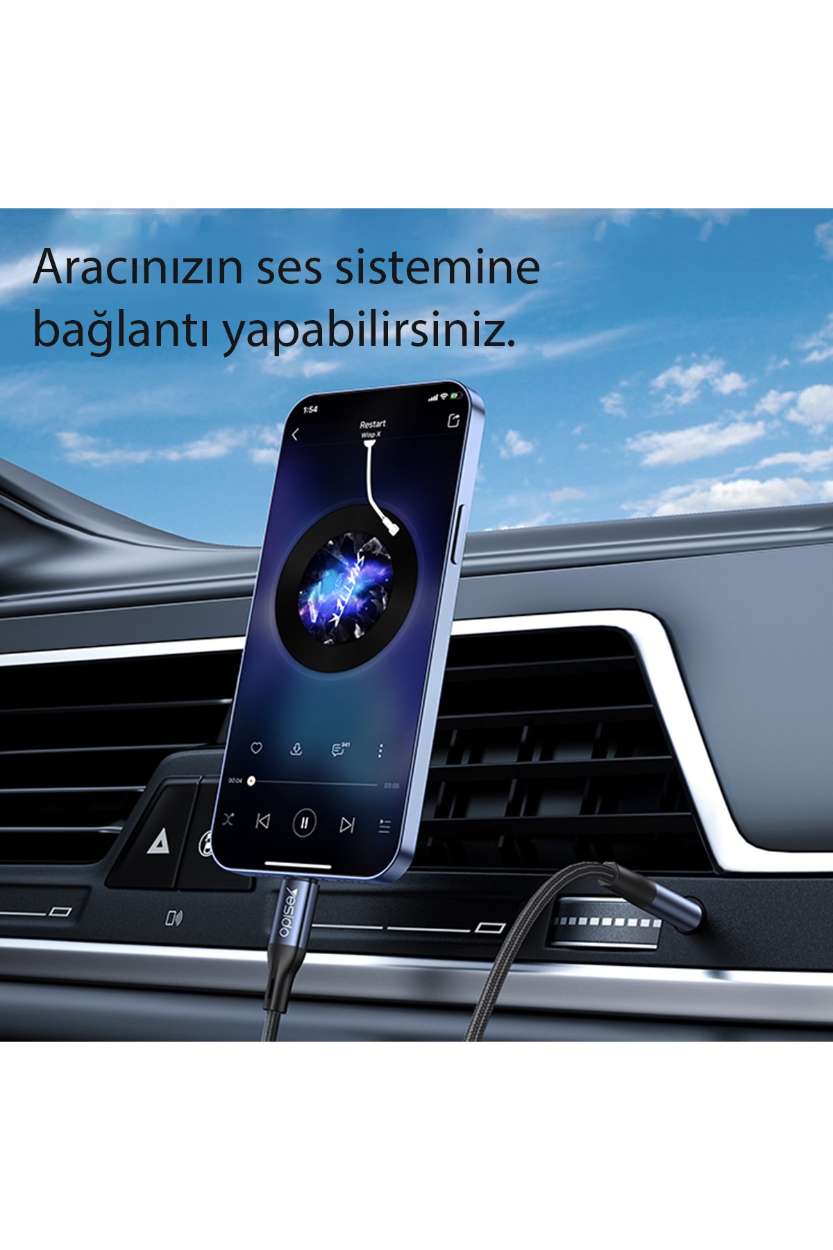 Yesido C212 360 Derece Ayarlanabilir Araç CarPlay Ekranına Sabitlenen Magsafe Araç Telefon Tutucu - Siyah